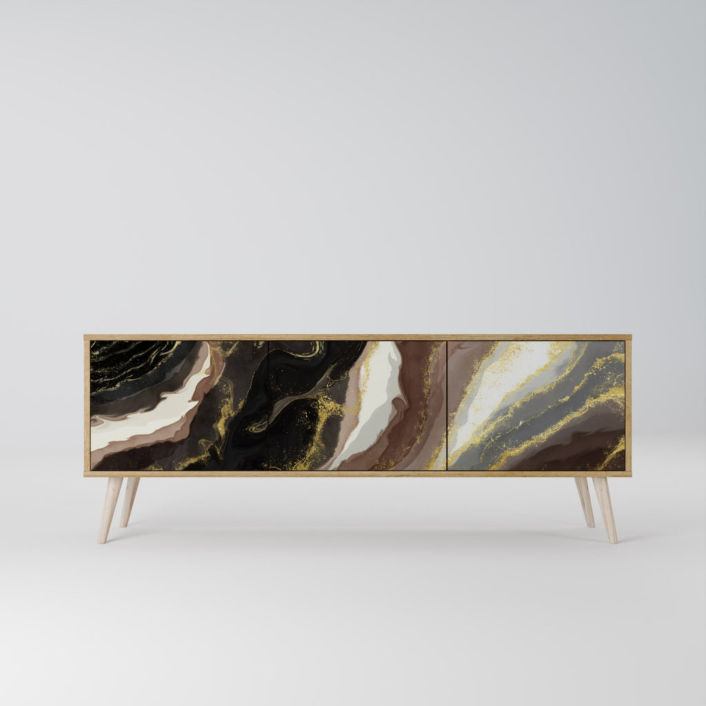 GOLD DUST 3-Door TV Stand in Oak Effect