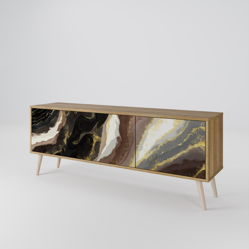 GOLD DUST 3-Door TV Stand in Oak Effect