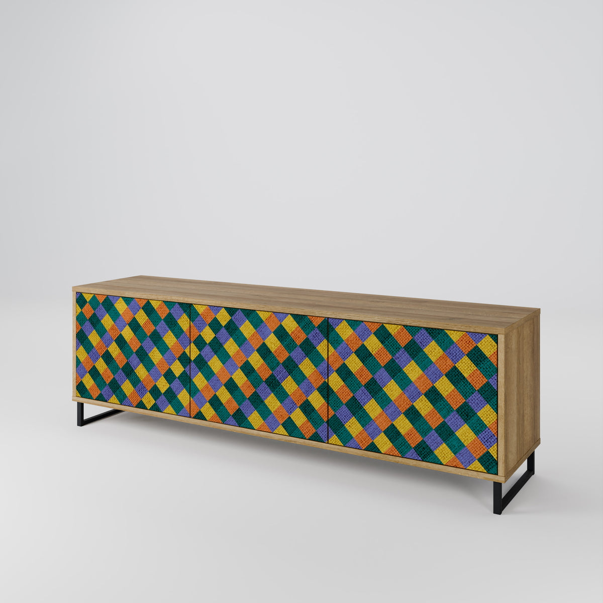 PAINTED SQUARES MIX 3-Door TV Cabinet