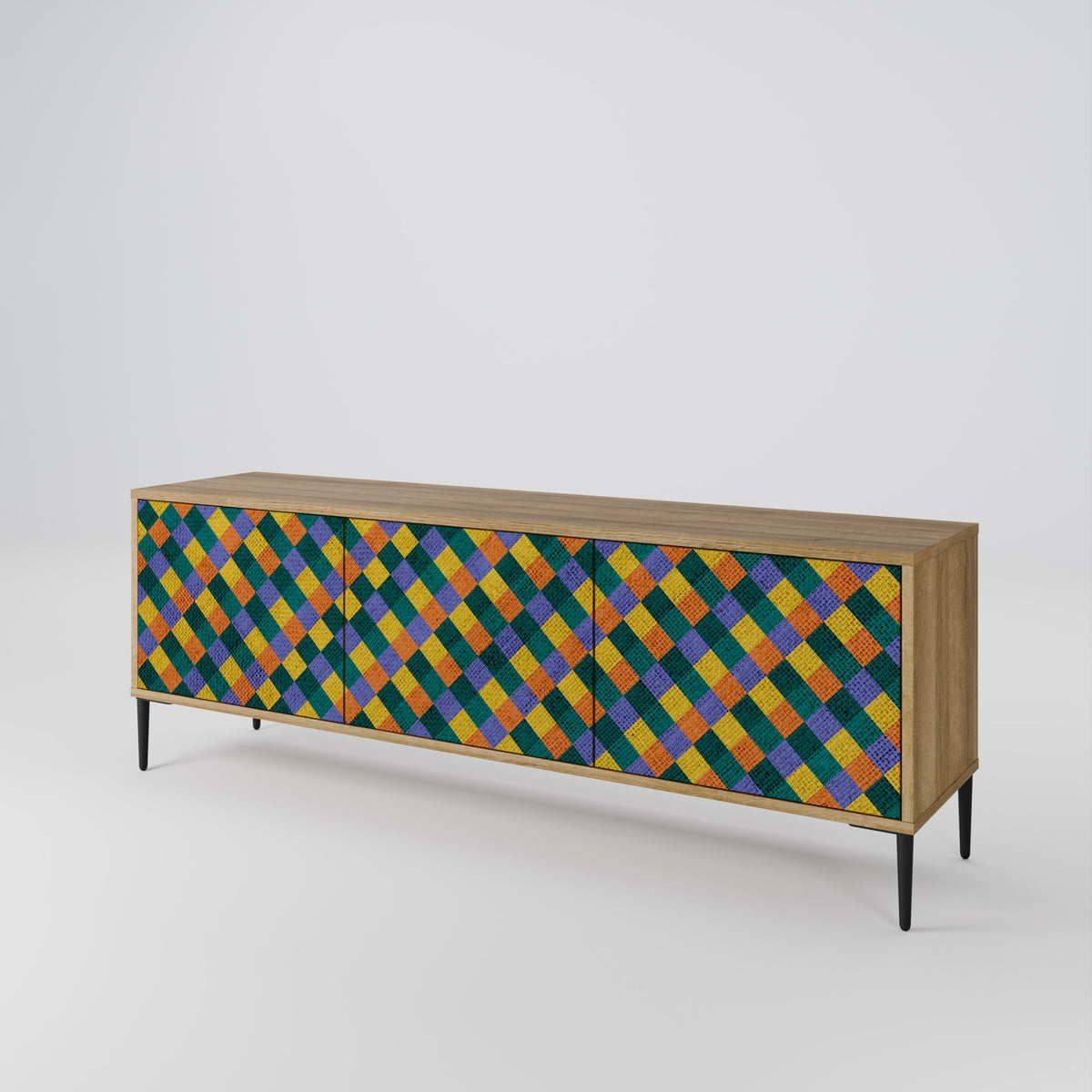 PAINTED SQUARES MIX 3-Door TV Cabinet