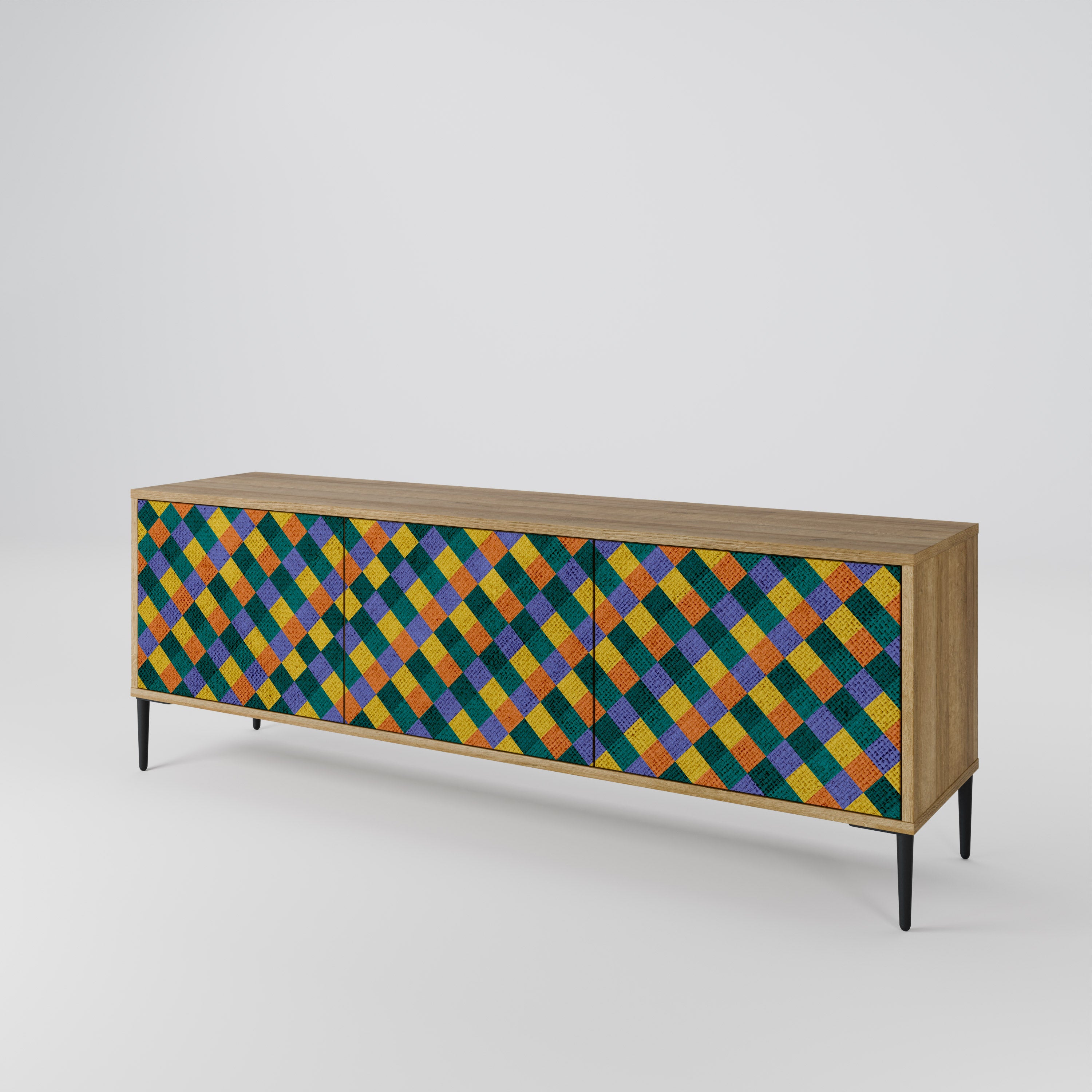 PAINTED SQUARES MIX 3-Door TV Cabinet