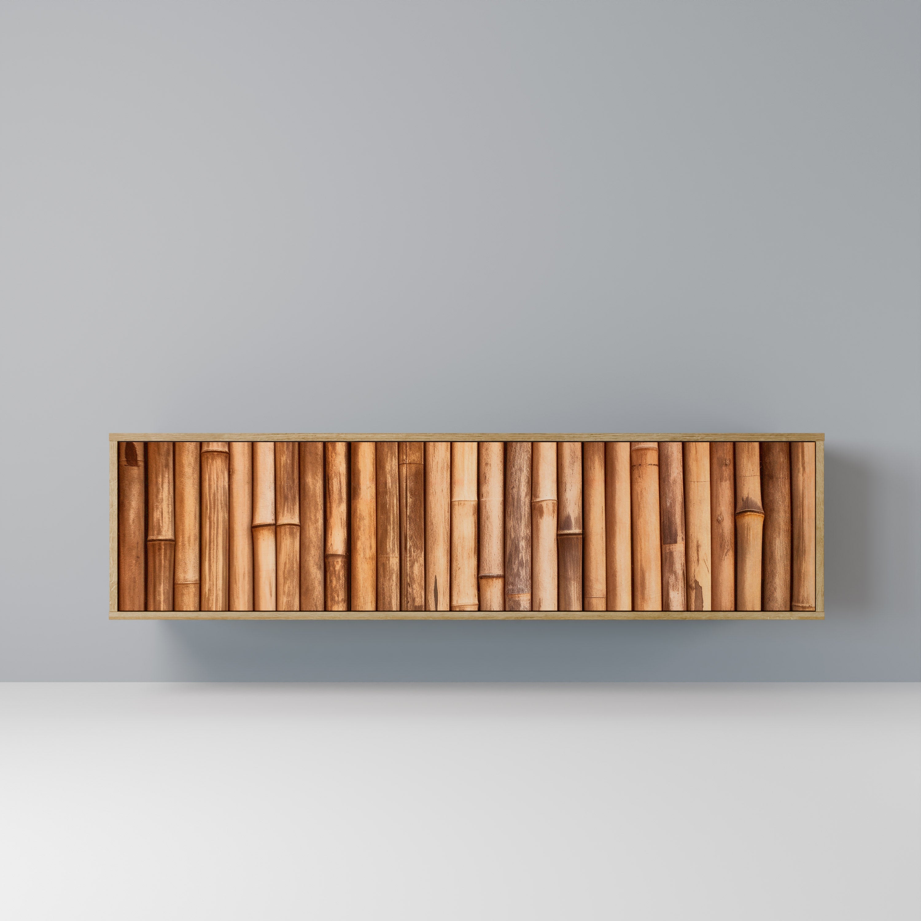 NATURAL WOOD 3-Door TV Stand in Oak Effect