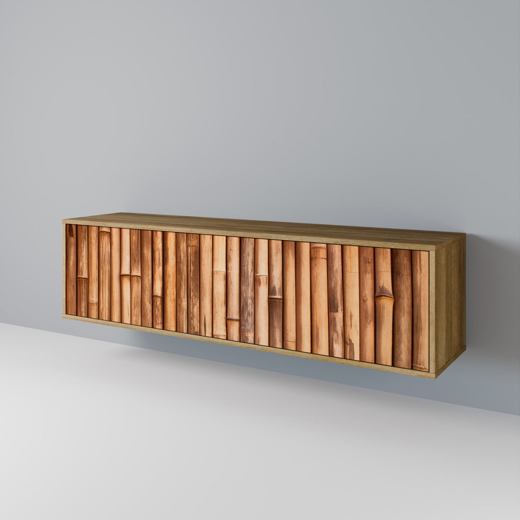 NATURAL WOOD 3-Door TV Stand in Oak Effect