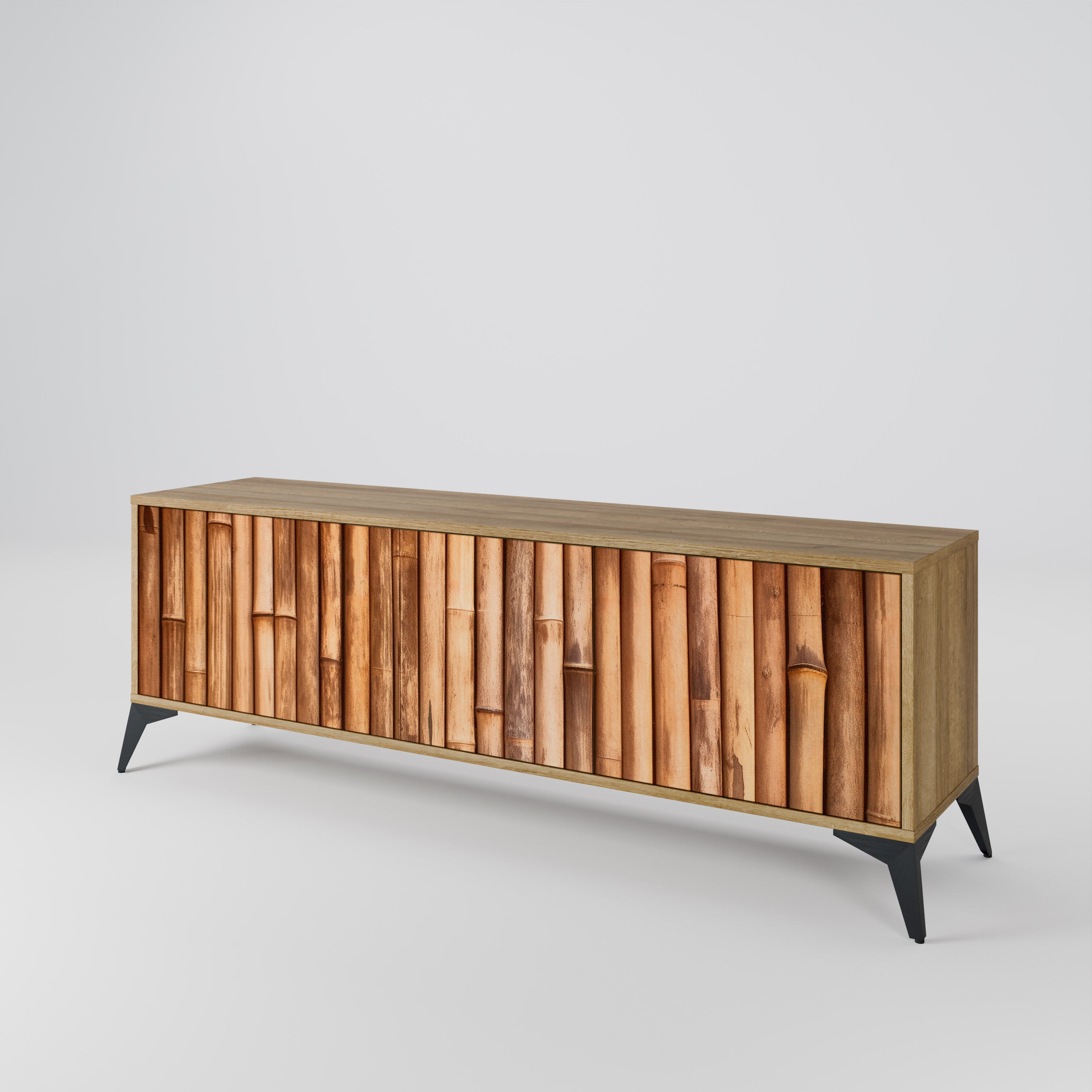 NATURAL WOOD 3-Door TV Cabinet