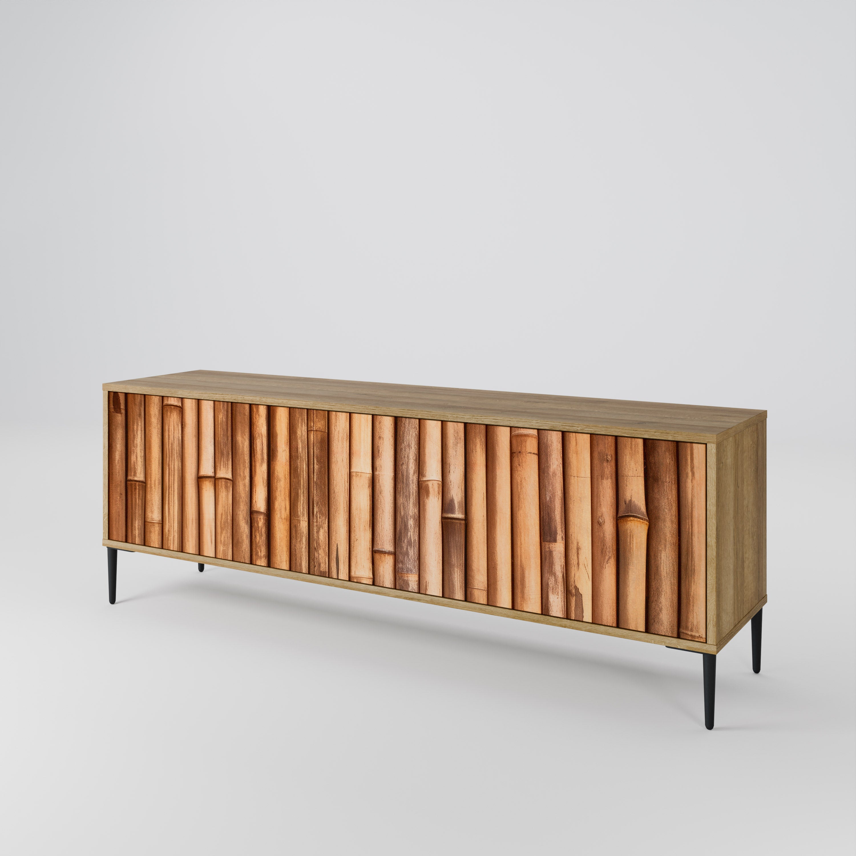 NATURAL WOOD 3-Door TV Cabinet