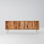 NATURAL WOOD 3-Door TV Stand in Oak Effect