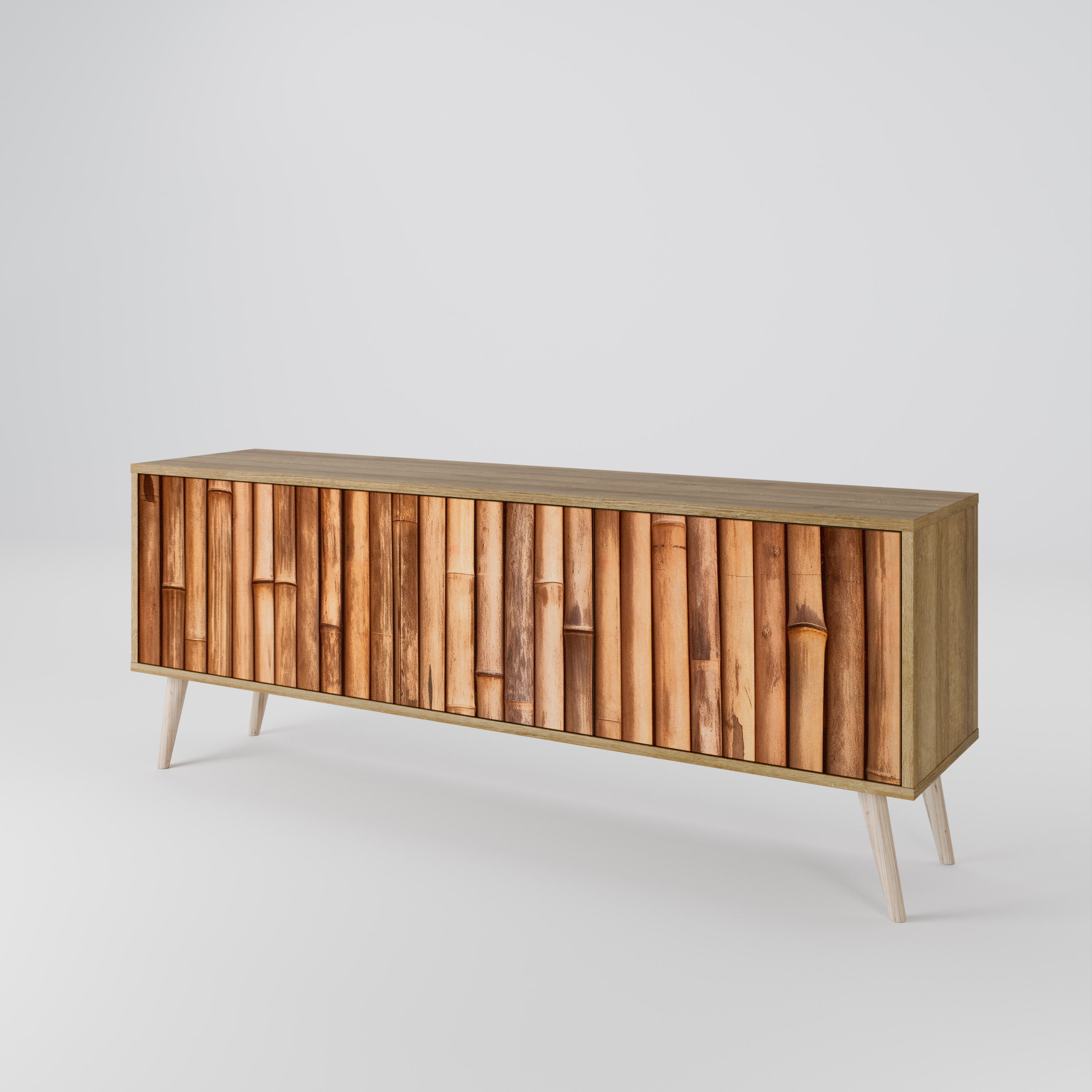 NATURAL WOOD 3-Door TV Cabinet