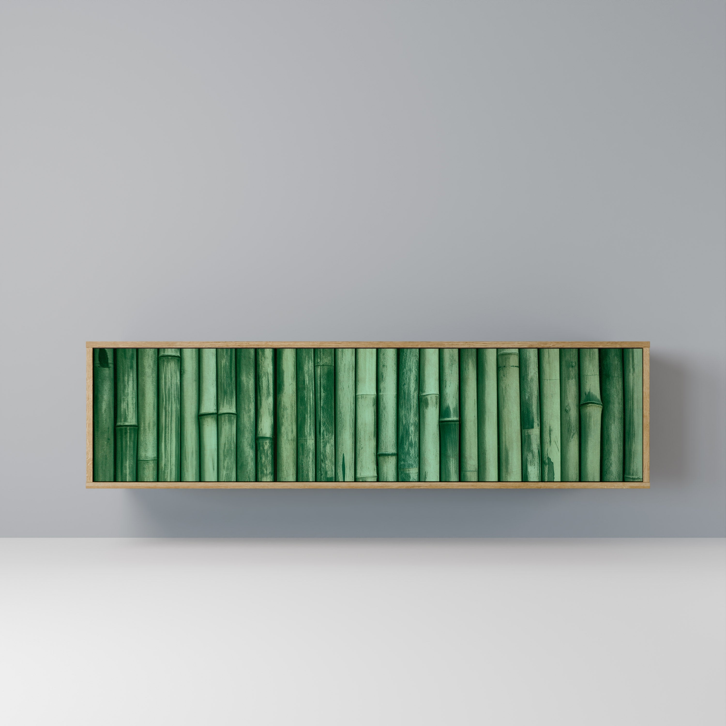 NATURAL GREEN 3-Door TV Stand in Oak Effect