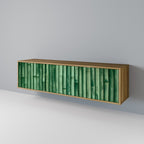 NATURAL GREEN 3-Door TV Stand in Oak Effect