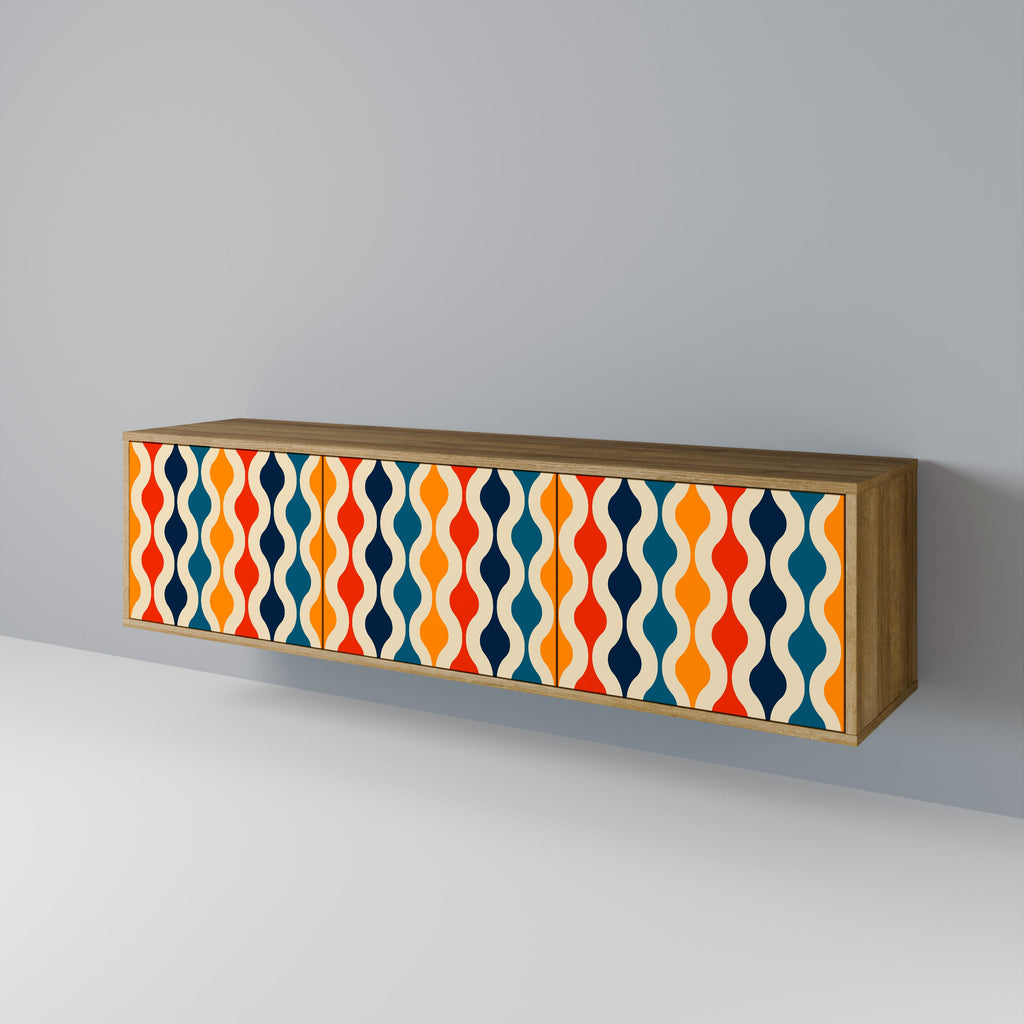 COLORFUL NOSTALGIA Móvel de TV com 3 Portas em Efeito Carvalho