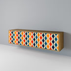 COLORFUL NOSTALGIA Móvel de TV com 3 Portas em Efeito Carvalho