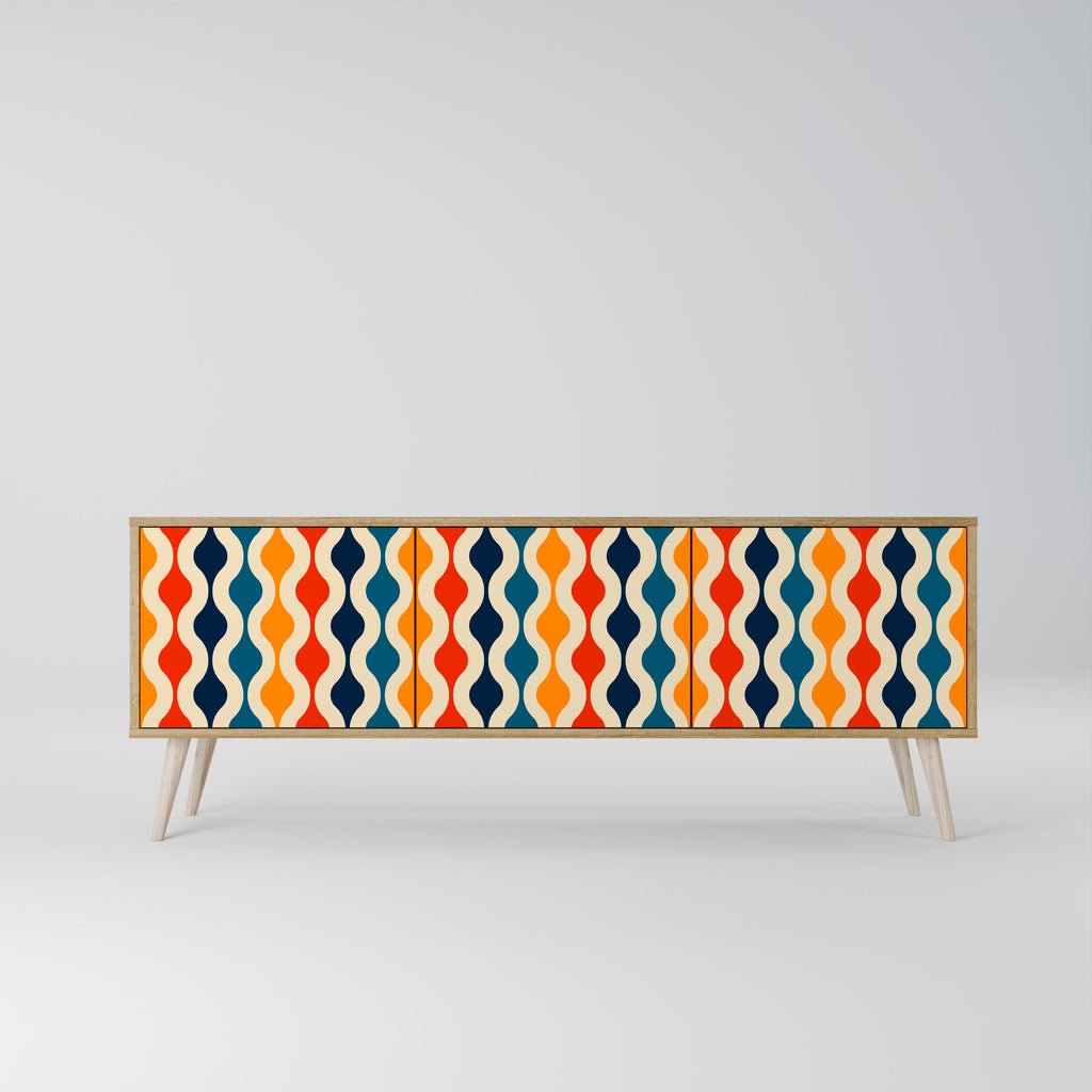 COLORFUL NOSTALGIA Móvel de TV com 3 Portas em Efeito Carvalho