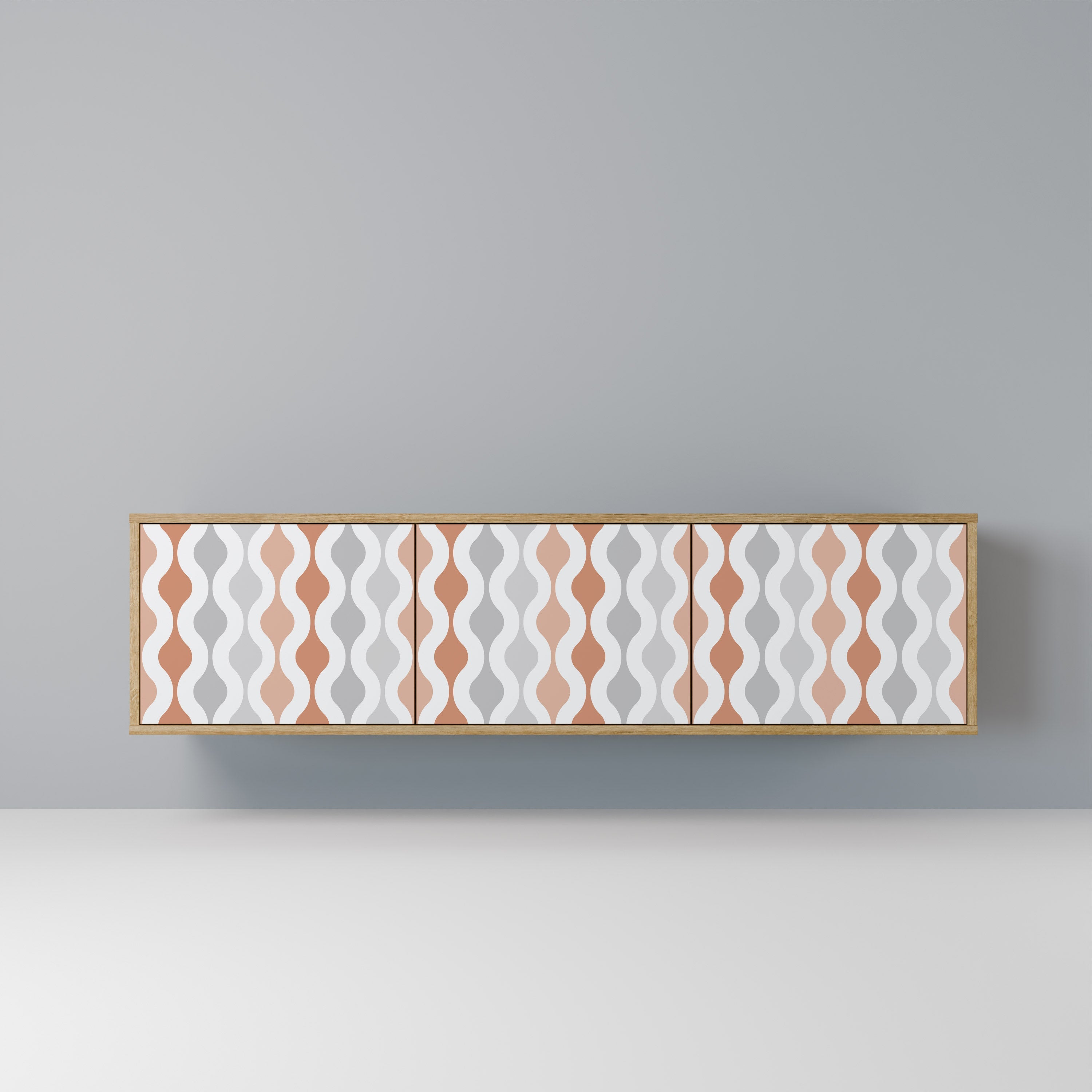 HAZY NOSTALGIA 3-Door TV Stand in Oak Effect