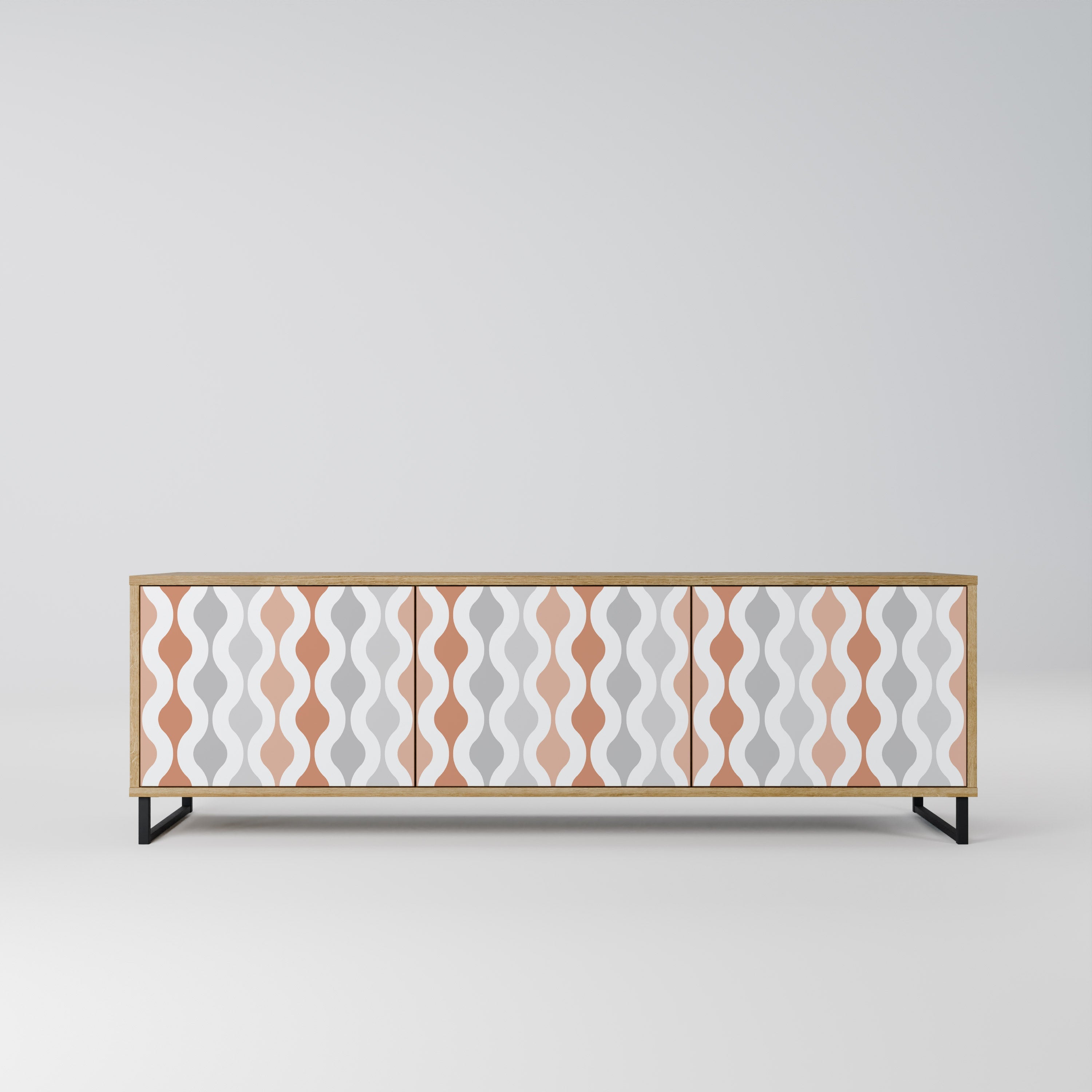 HAZY NOSTALGIA 3-Door TV Stand in Oak Effect