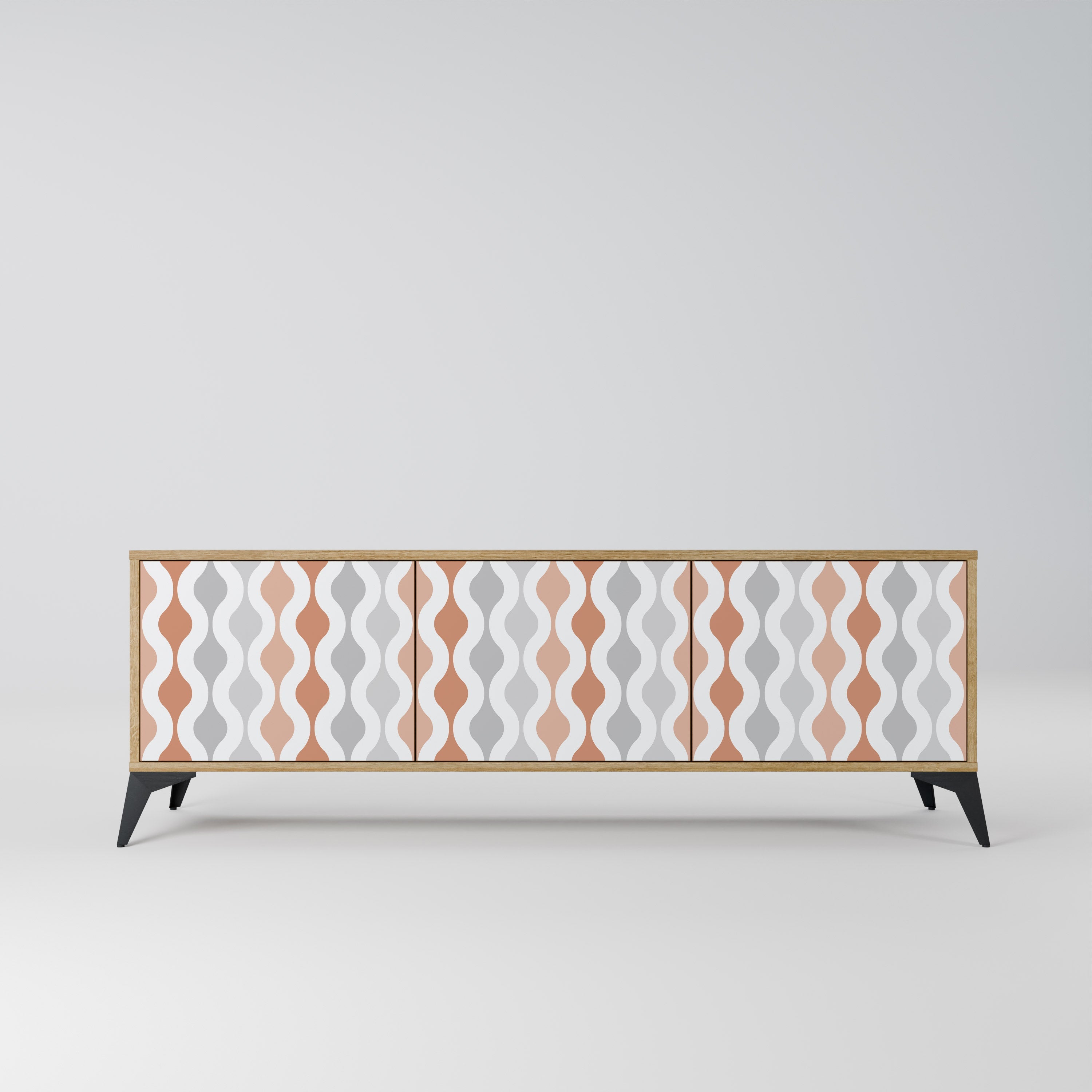 HAZY NOSTALGIA 3-Door TV Stand in Oak Effect