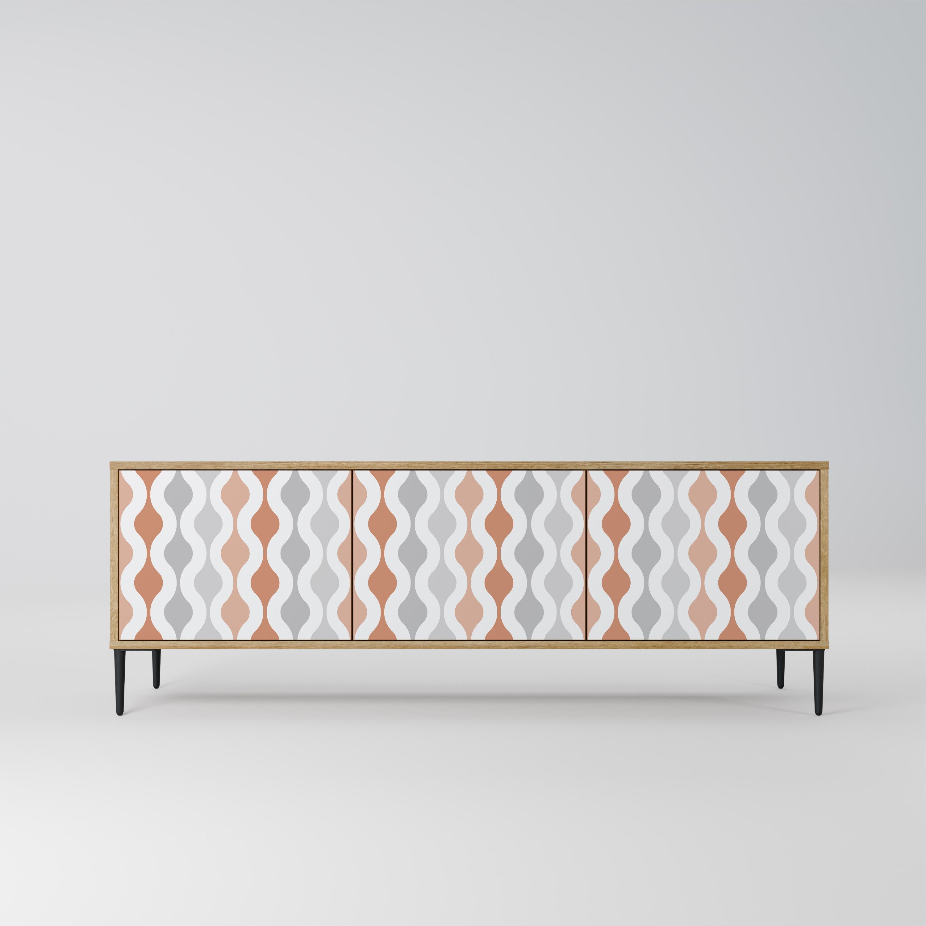 HAZY NOSTALGIA 3-Door TV Stand in Oak Effect