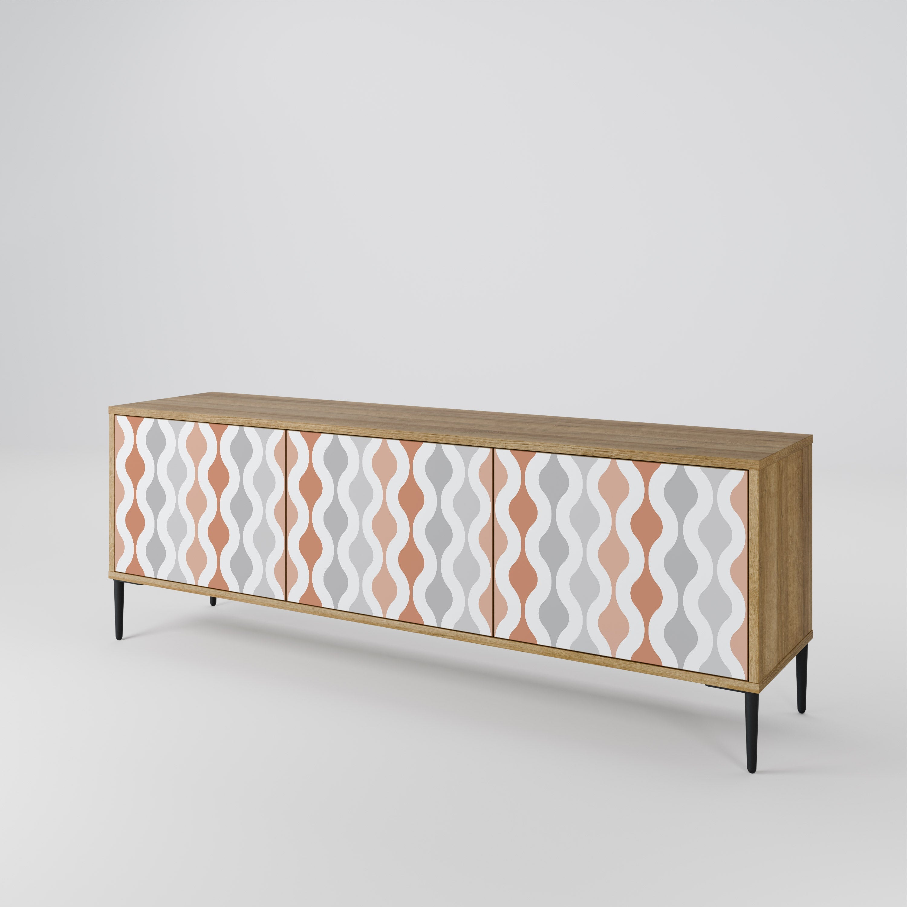 HAZY NOSTALGIA 3-Door TV Stand in Oak Effect