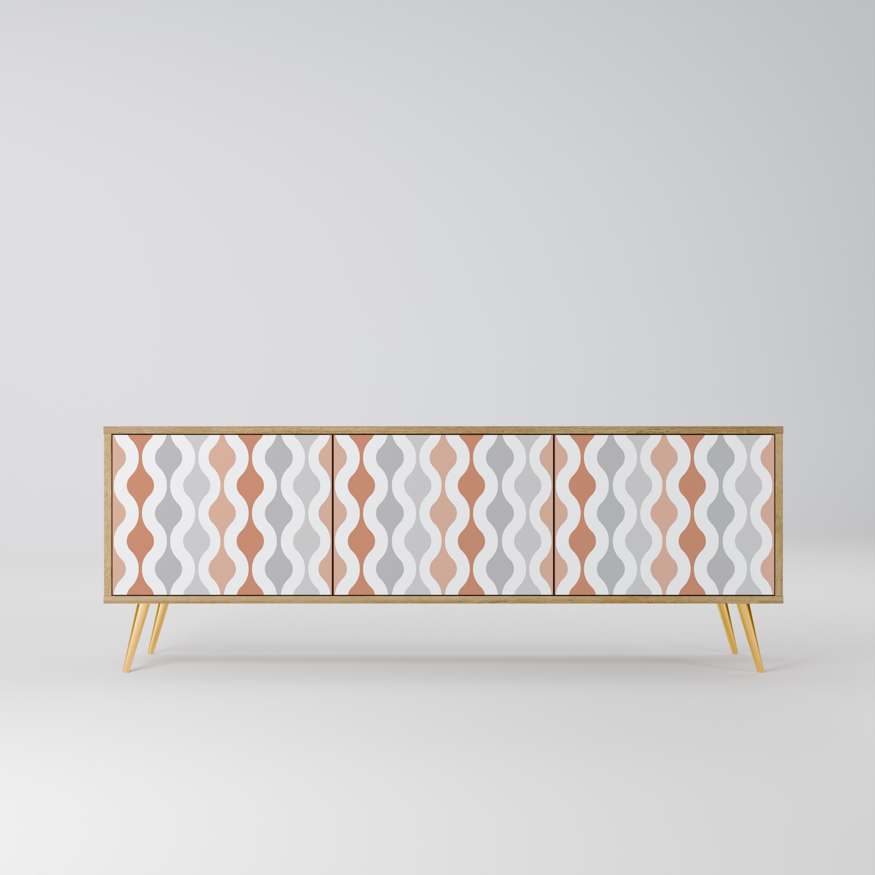 HAZY NOSTALGIA 3-Door TV Stand in Oak Effect