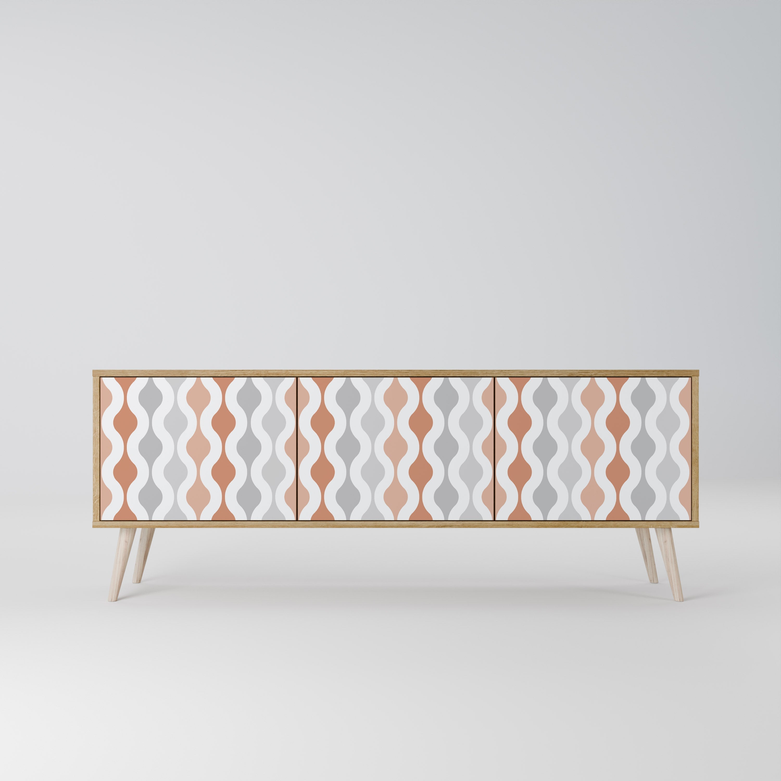 HAZY NOSTALGIA 3-Door TV Stand in Oak Effect