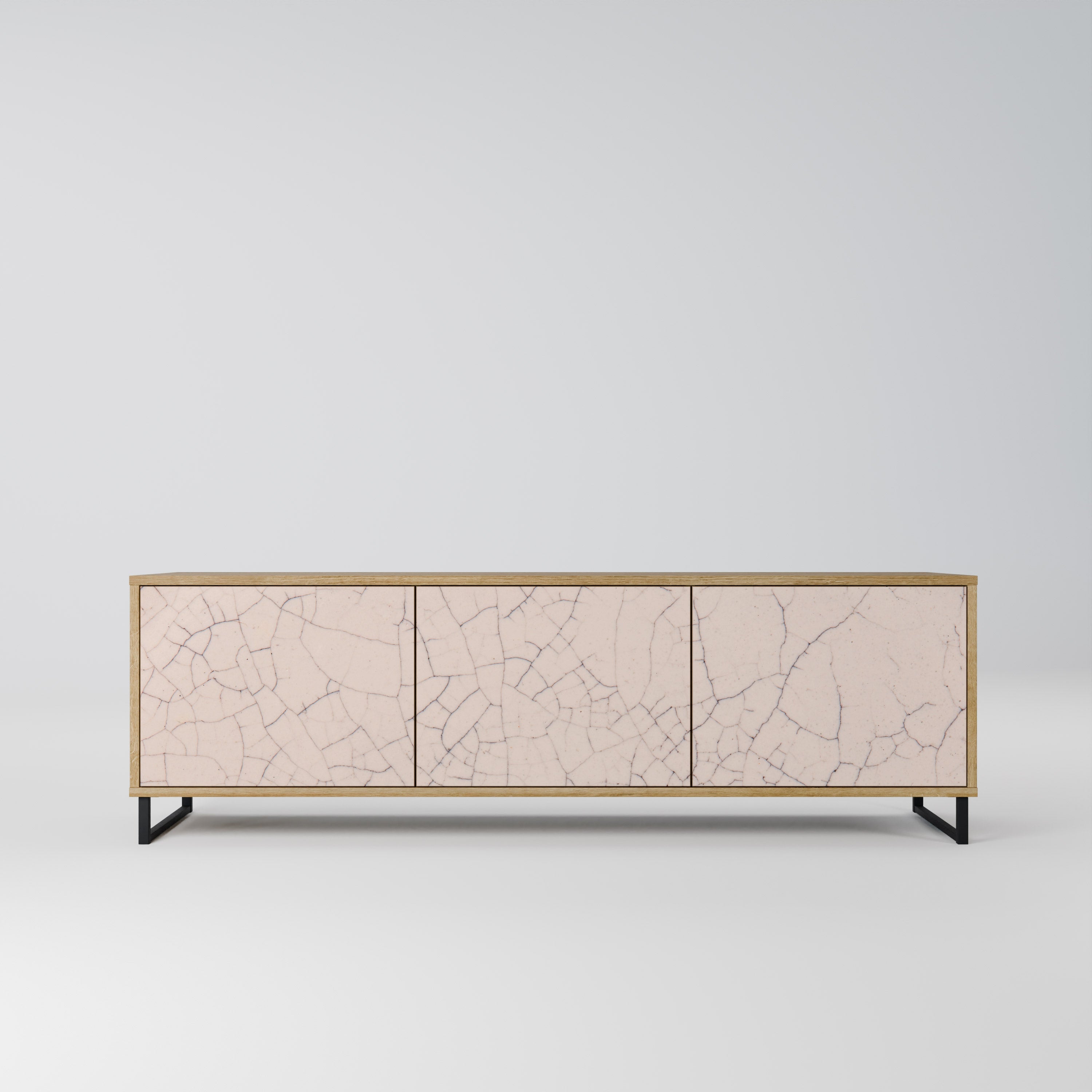 CERAMIC TEXTURE 3-Door TV Stand in Oak Effect