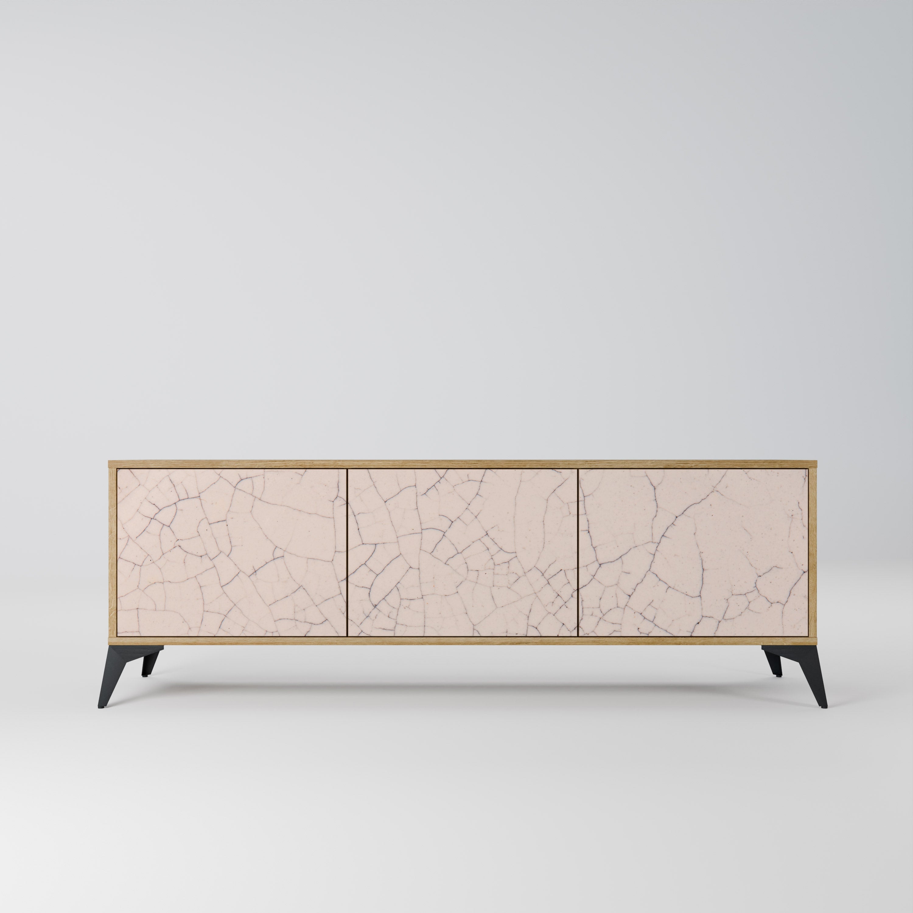 CERAMIC TEXTURE 3-Door TV Stand in Oak Effect