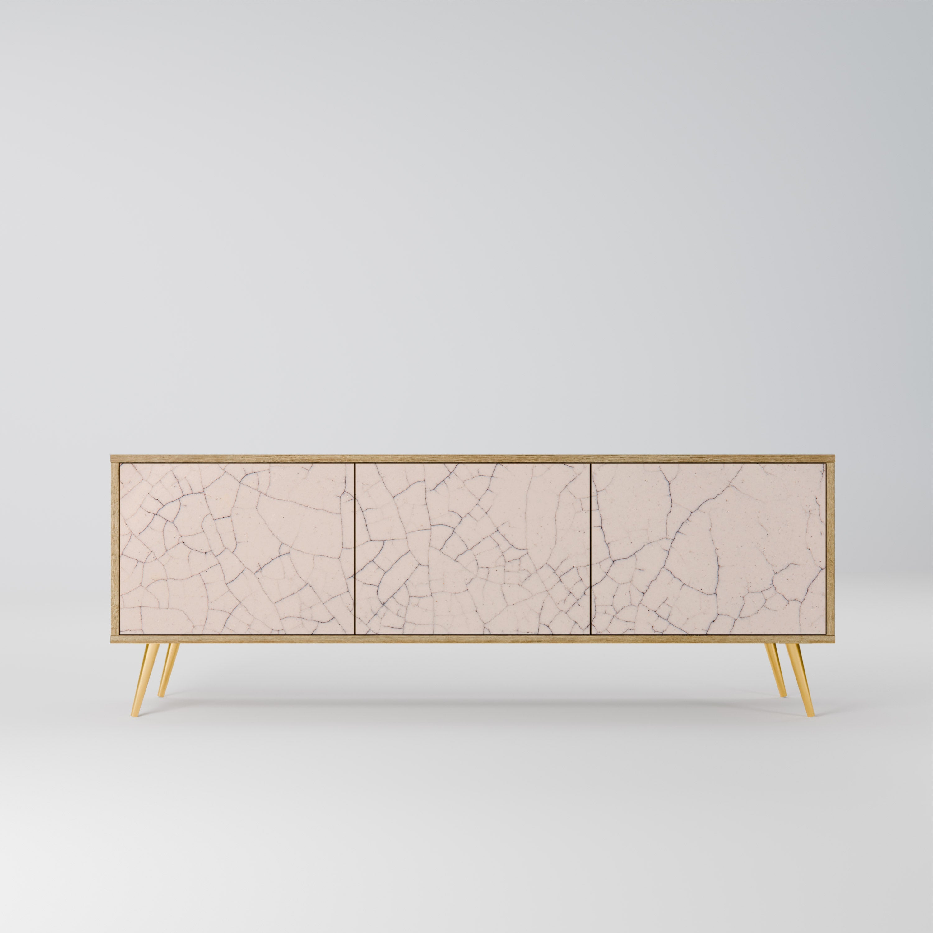 CERAMIC TEXTURE 3-Door TV Stand in Oak Effect