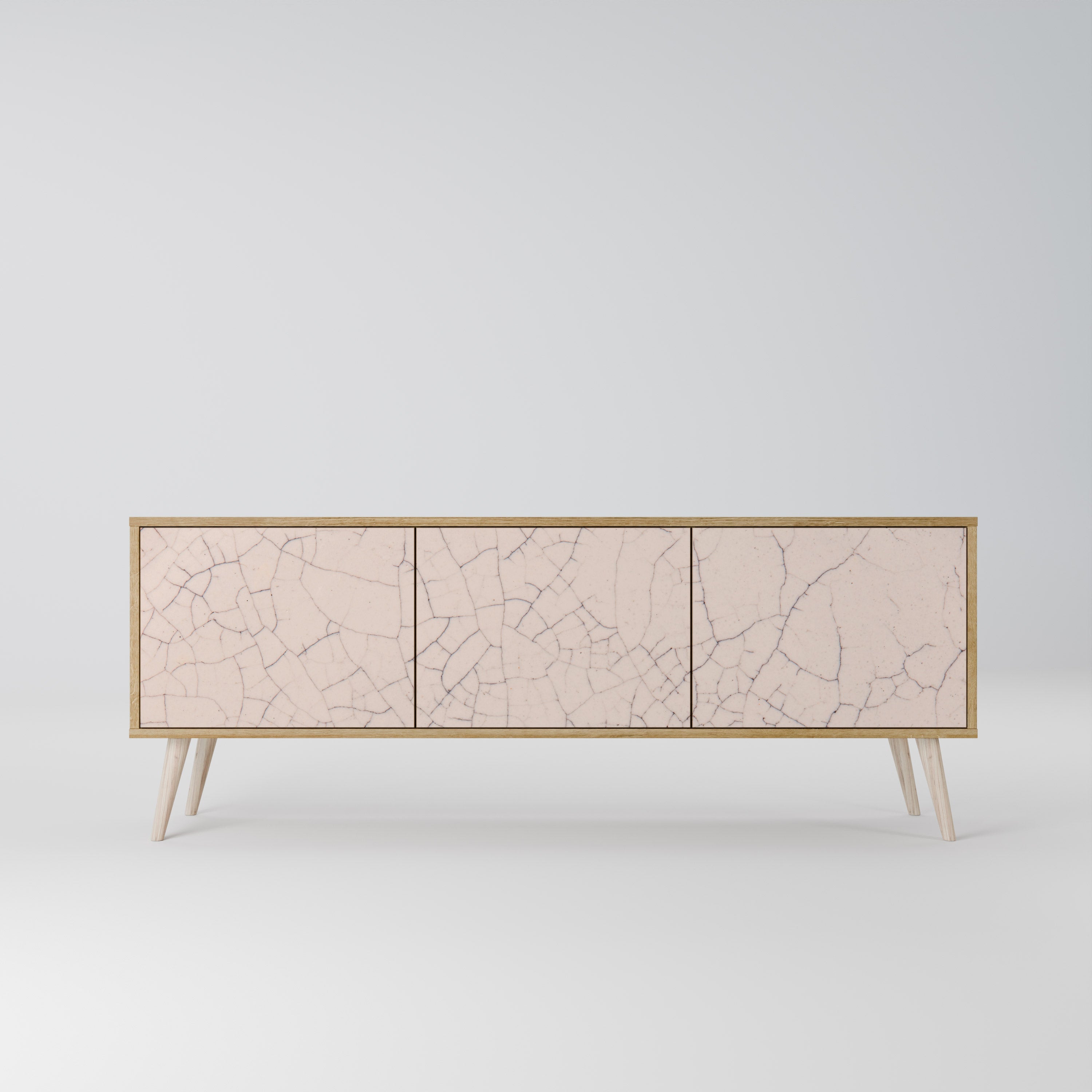 CERAMIC TEXTURE 3-Door TV Stand in Oak Effect