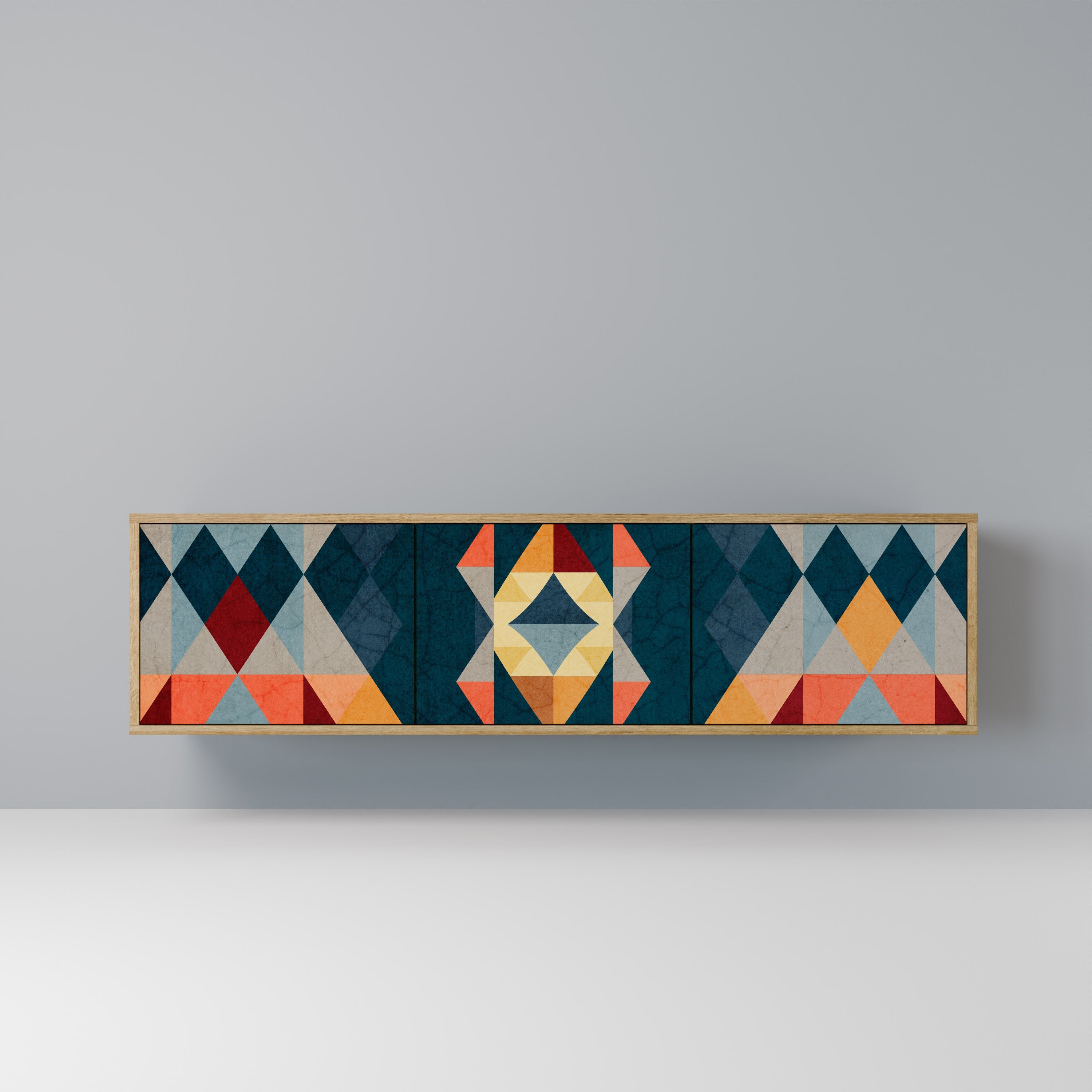 CRACKED ILLUSION 3-Door TV Stand in Oak Effect