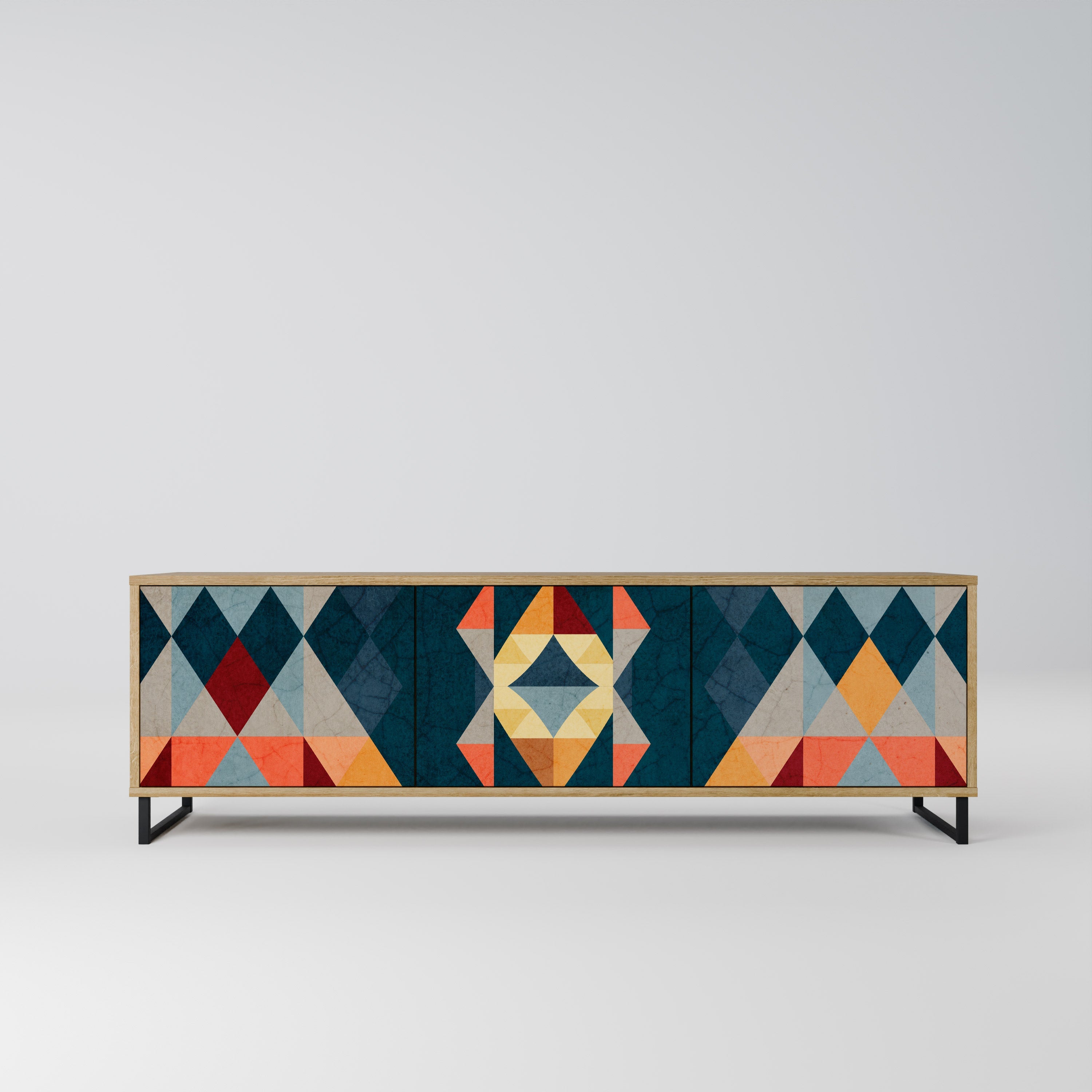 CRACKED ILLUSION 3-Door TV Stand in Oak Effect