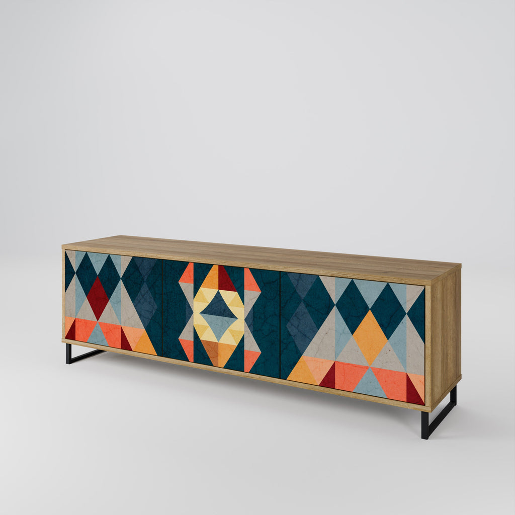 CRACKED ILLUSION 3-Door TV Stand in Oak Effect