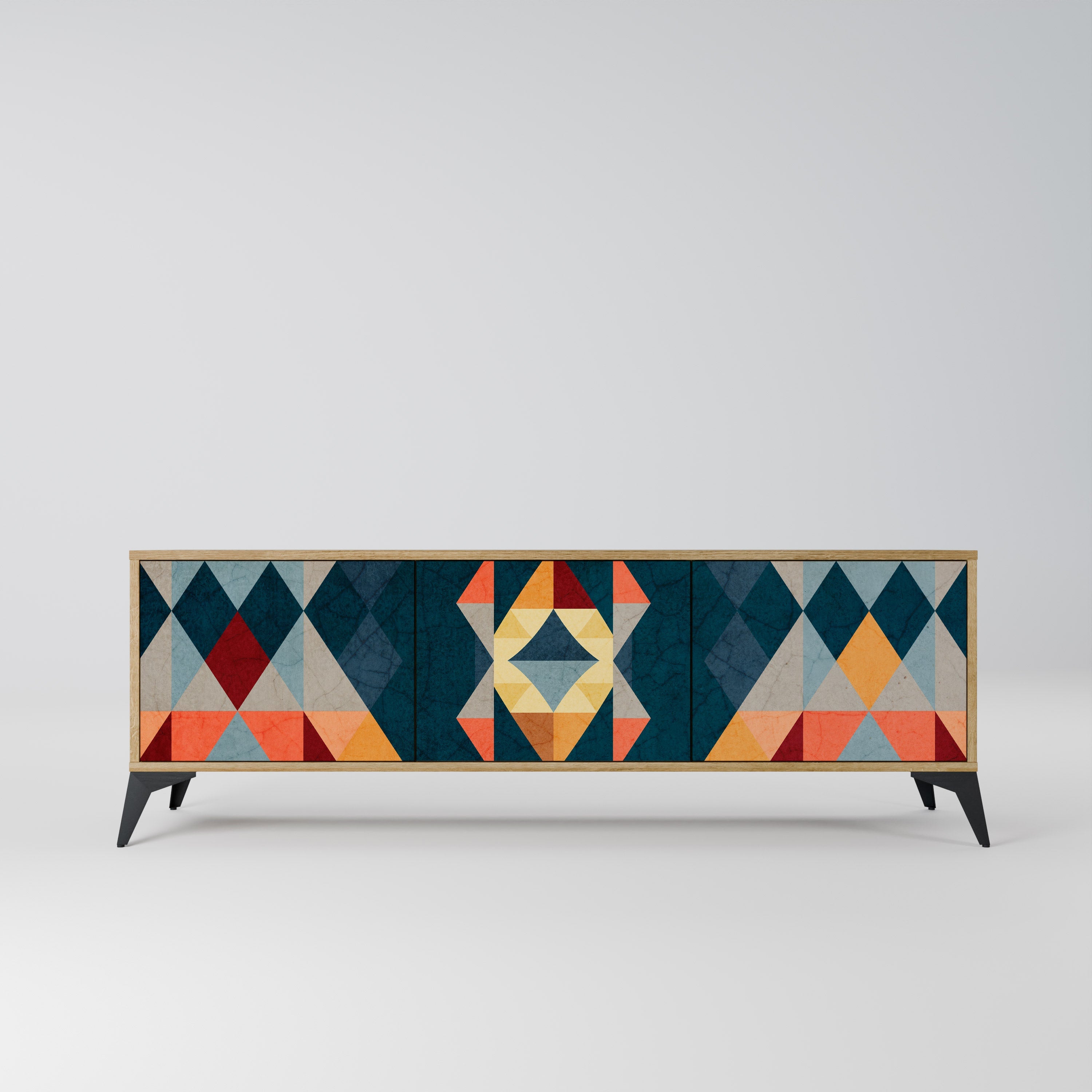 CRACKED ILLUSION 3-Door TV Stand in Oak Effect