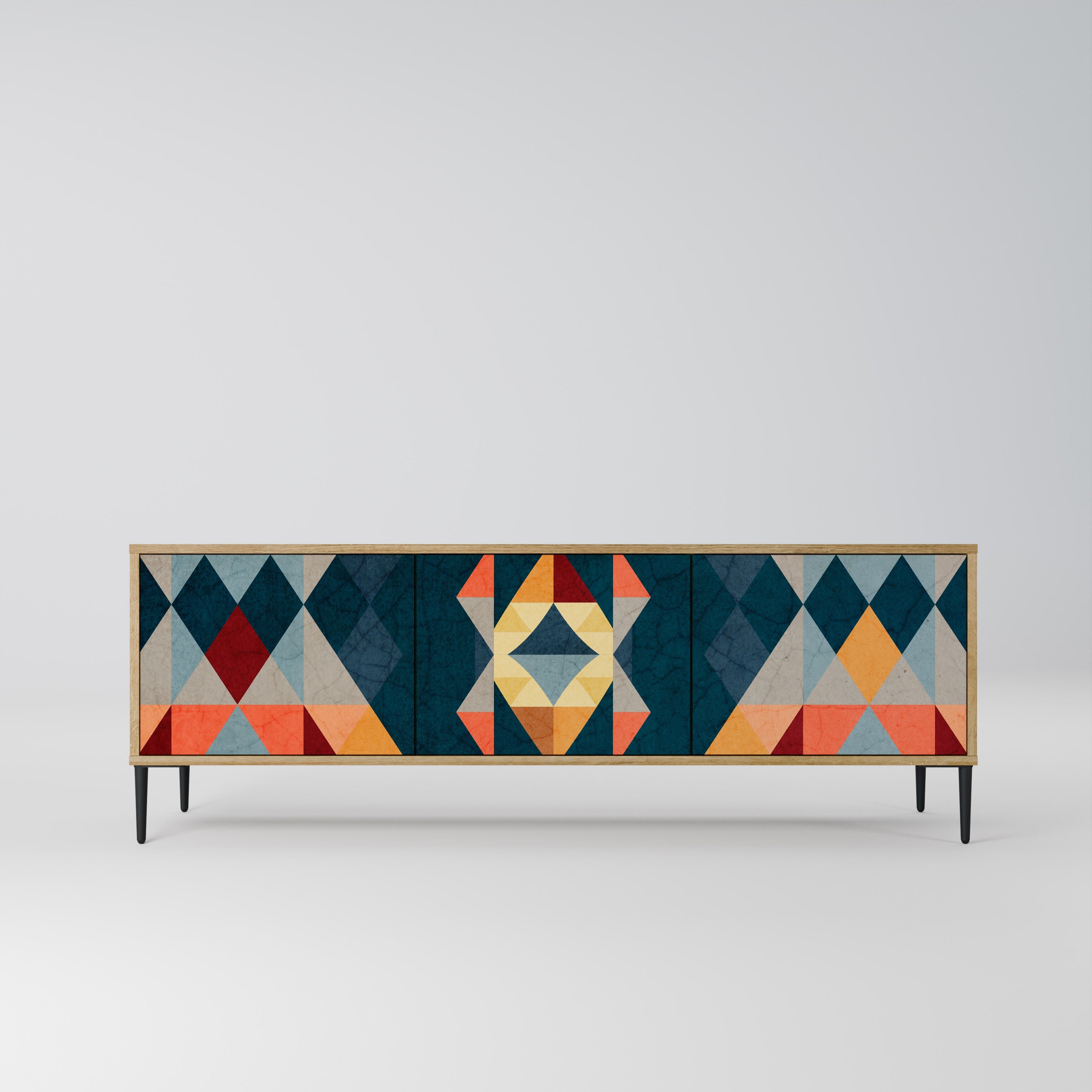 CRACKED ILLUSION 3-Door TV Stand in Oak Effect