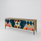 CRACKED ILLUSION 3-Door TV Stand in Oak Effect