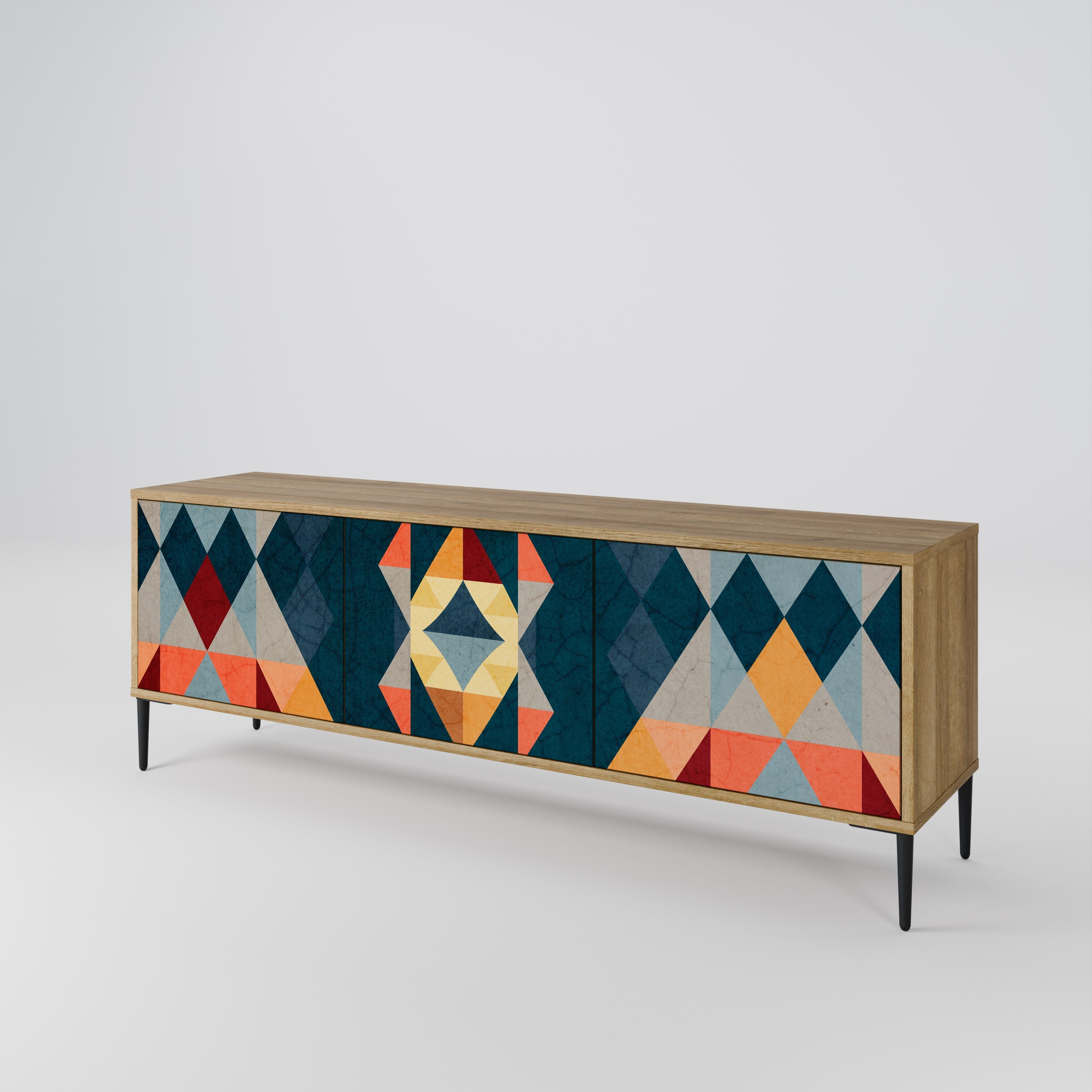 CRACKED ILLUSION 3-Door TV Stand in Oak Effect