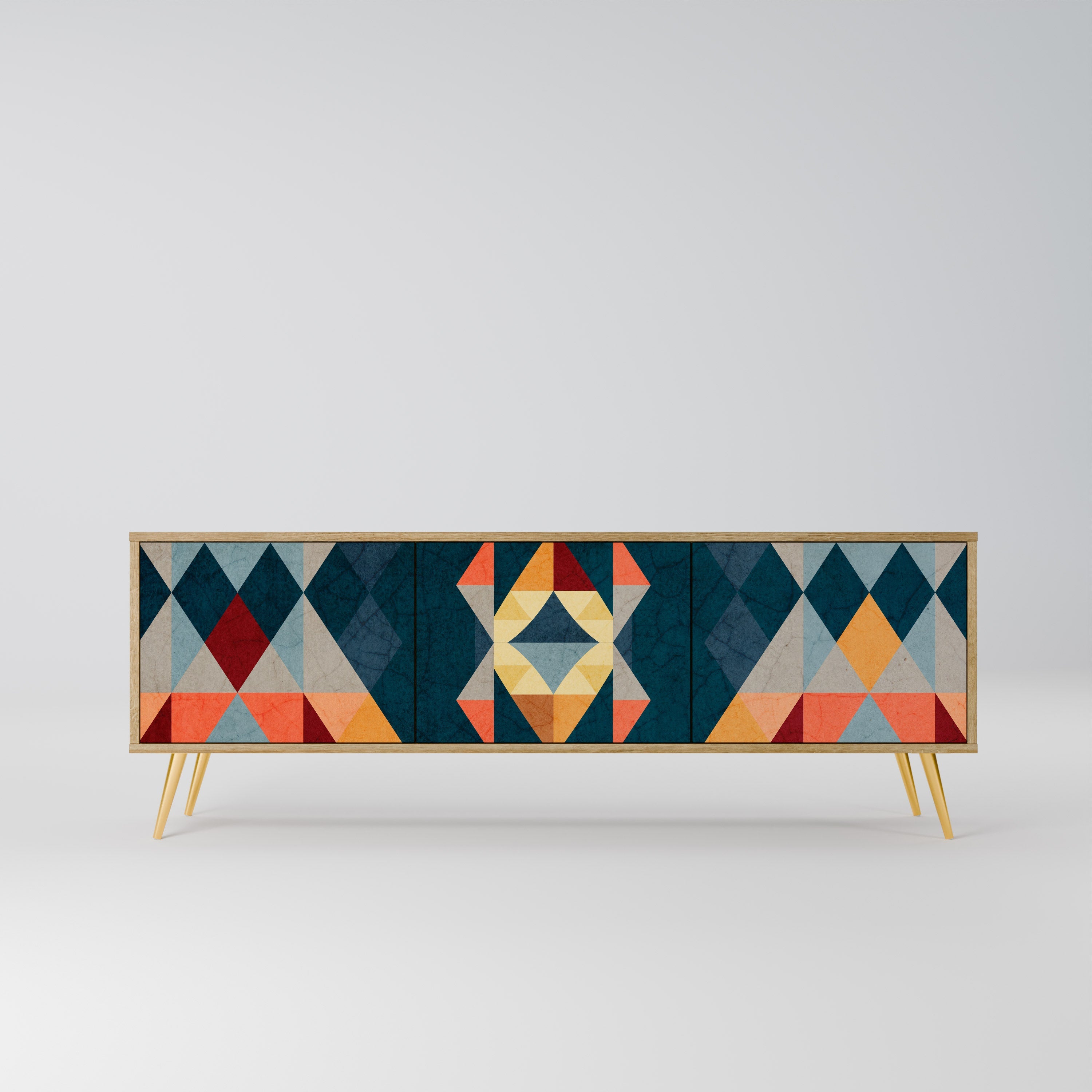 CRACKED ILLUSION 3-Door TV Stand in Oak Effect