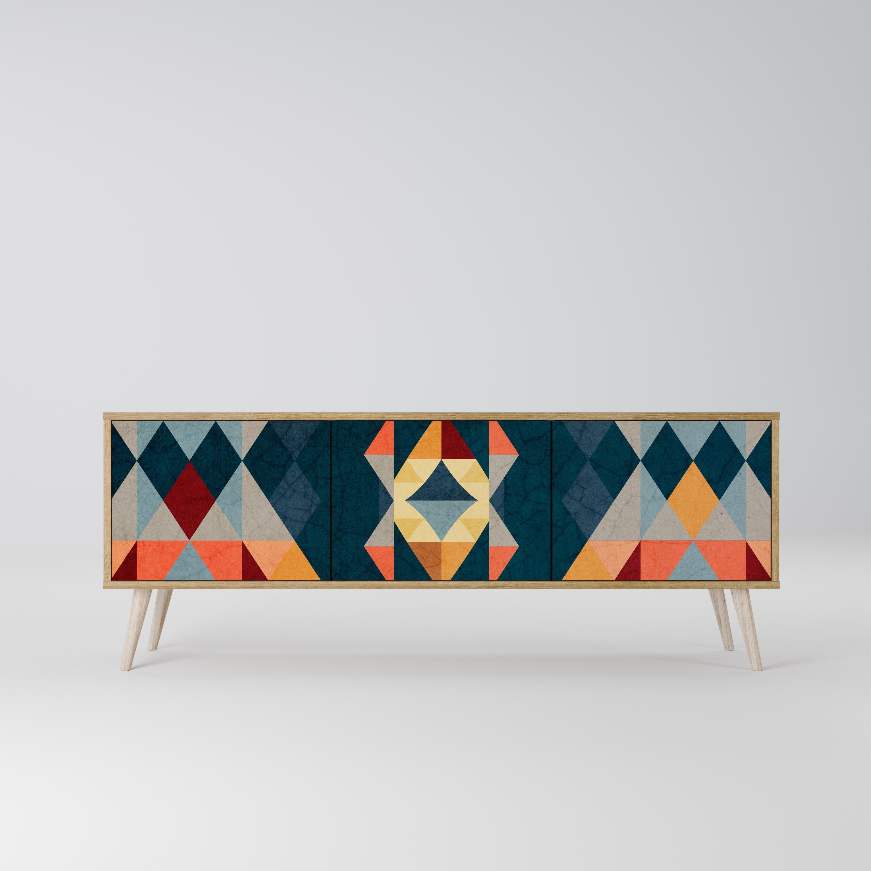 CRACKED ILLUSION 3-Door TV Stand in Oak Effect