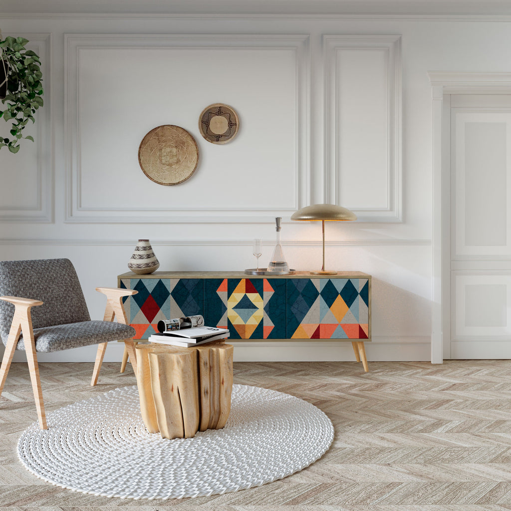 CRACKED ILLUSION 3-Door TV Stand in Oak Effect