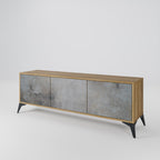CONCRETE WALL 3-Door TV Stand in Oak Effect