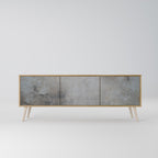 CONCRETE WALL 3-Door TV Stand in Oak Effect