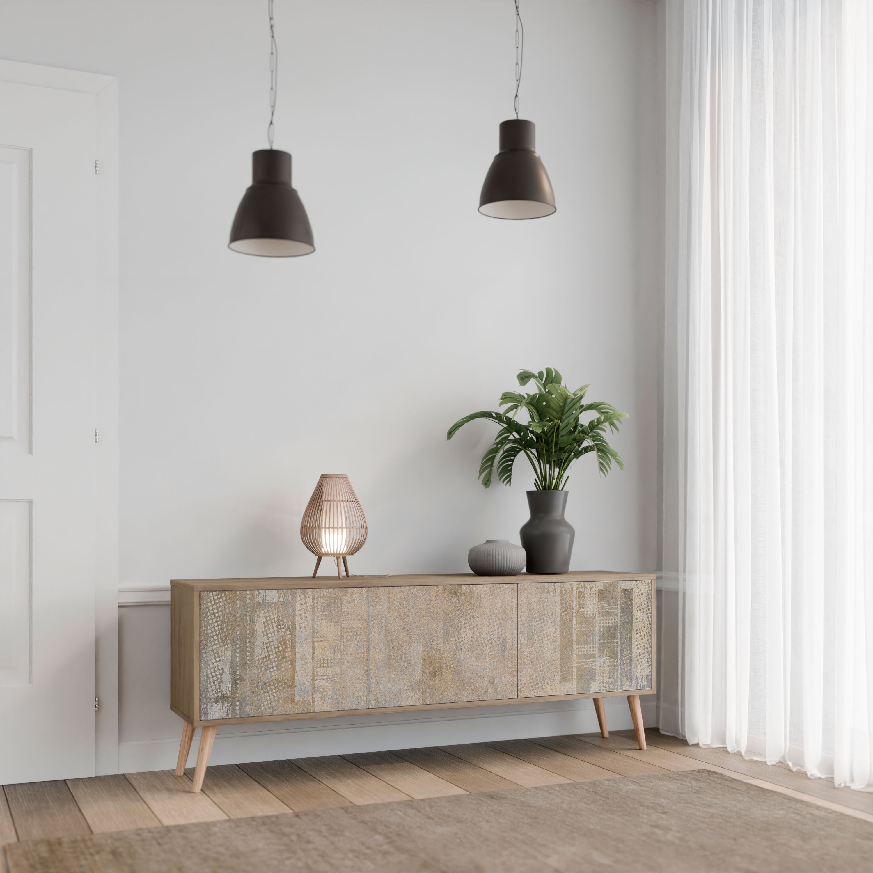 SCREEN ERROR 3-Door TV Stand in Oak Effect