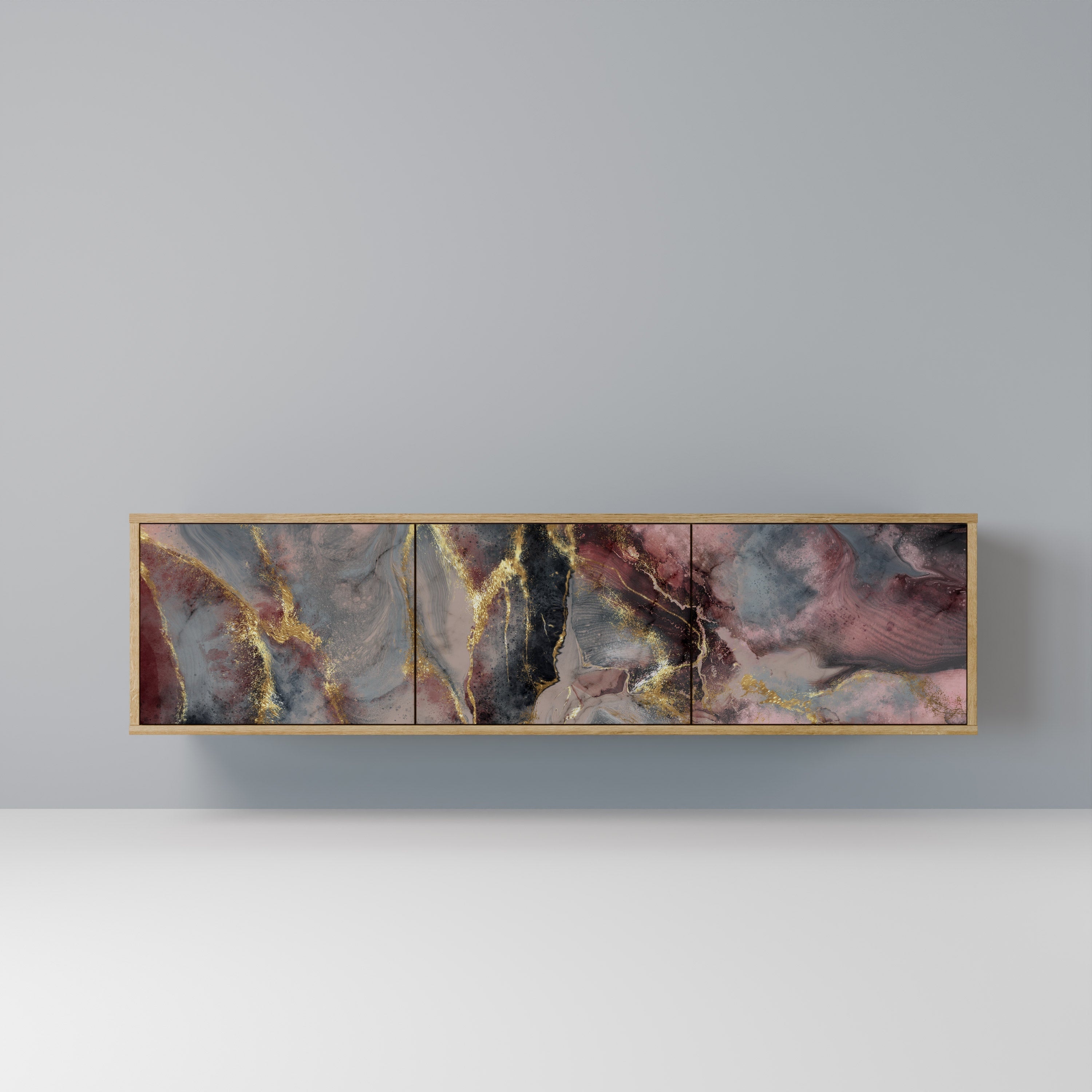 GOLDEN TIDES 3-Door TV Stand in Oak Effect