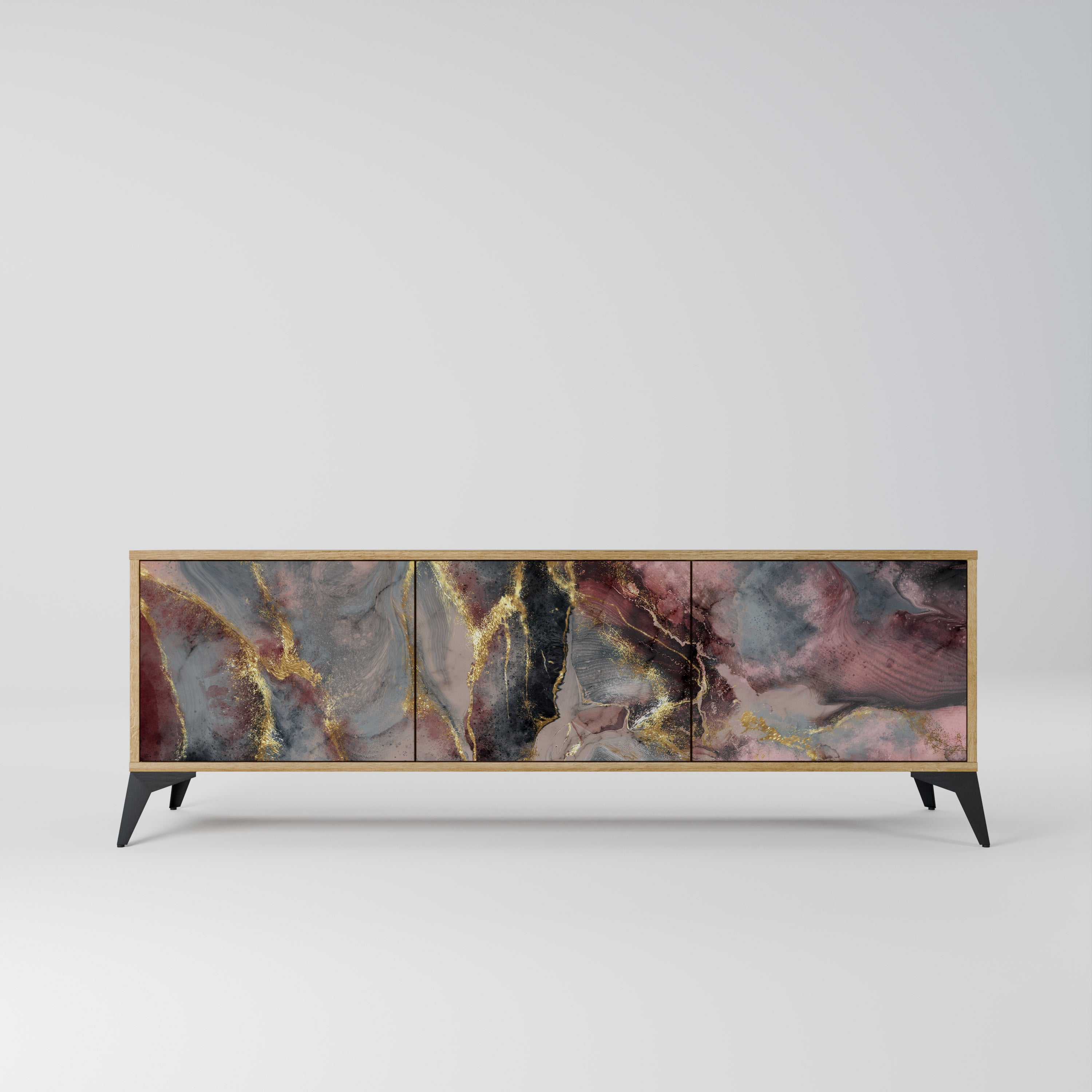 GOLDEN TIDES 3-Door TV Stand in Oak Effect