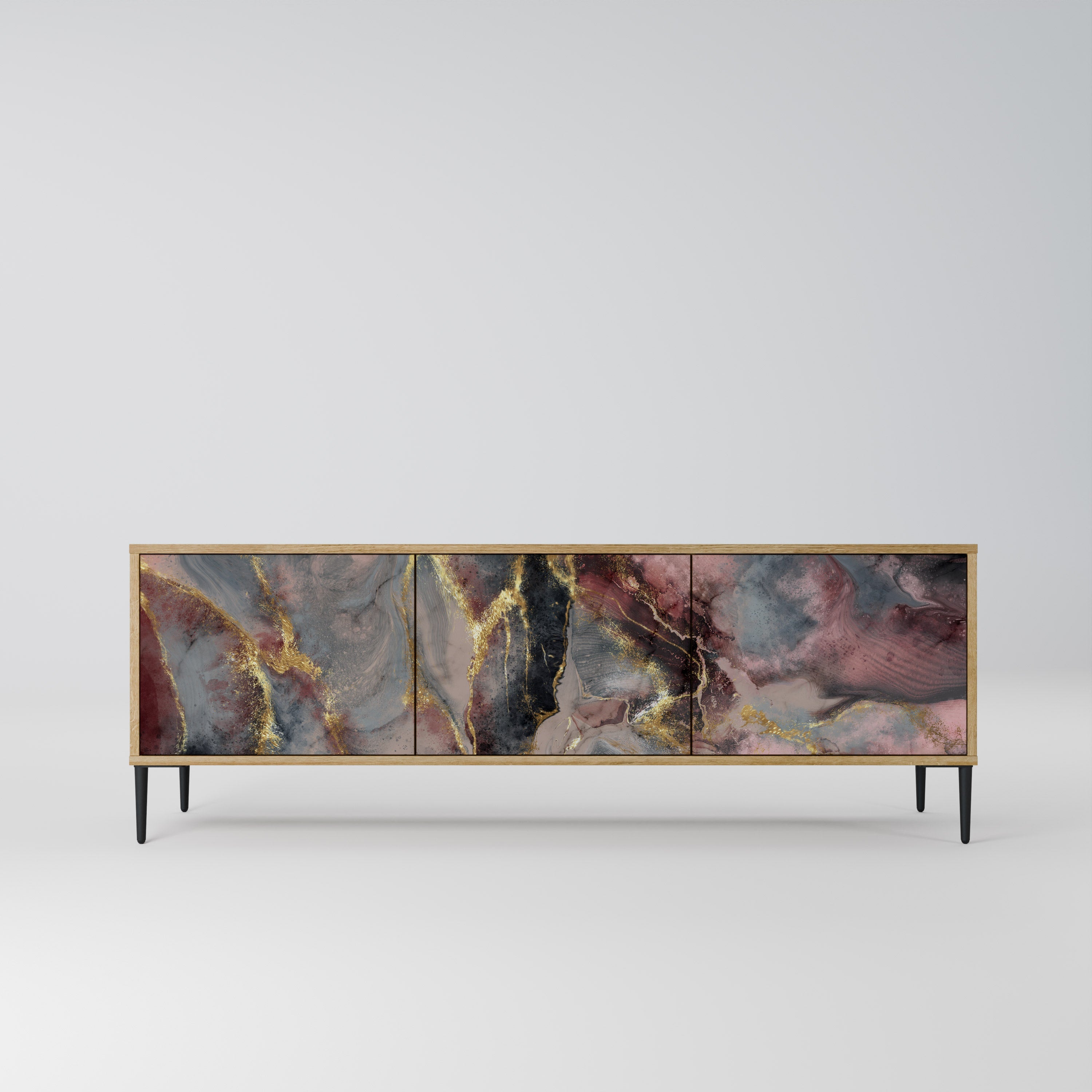 GOLDEN TIDES 3-Door TV Stand in Oak Effect