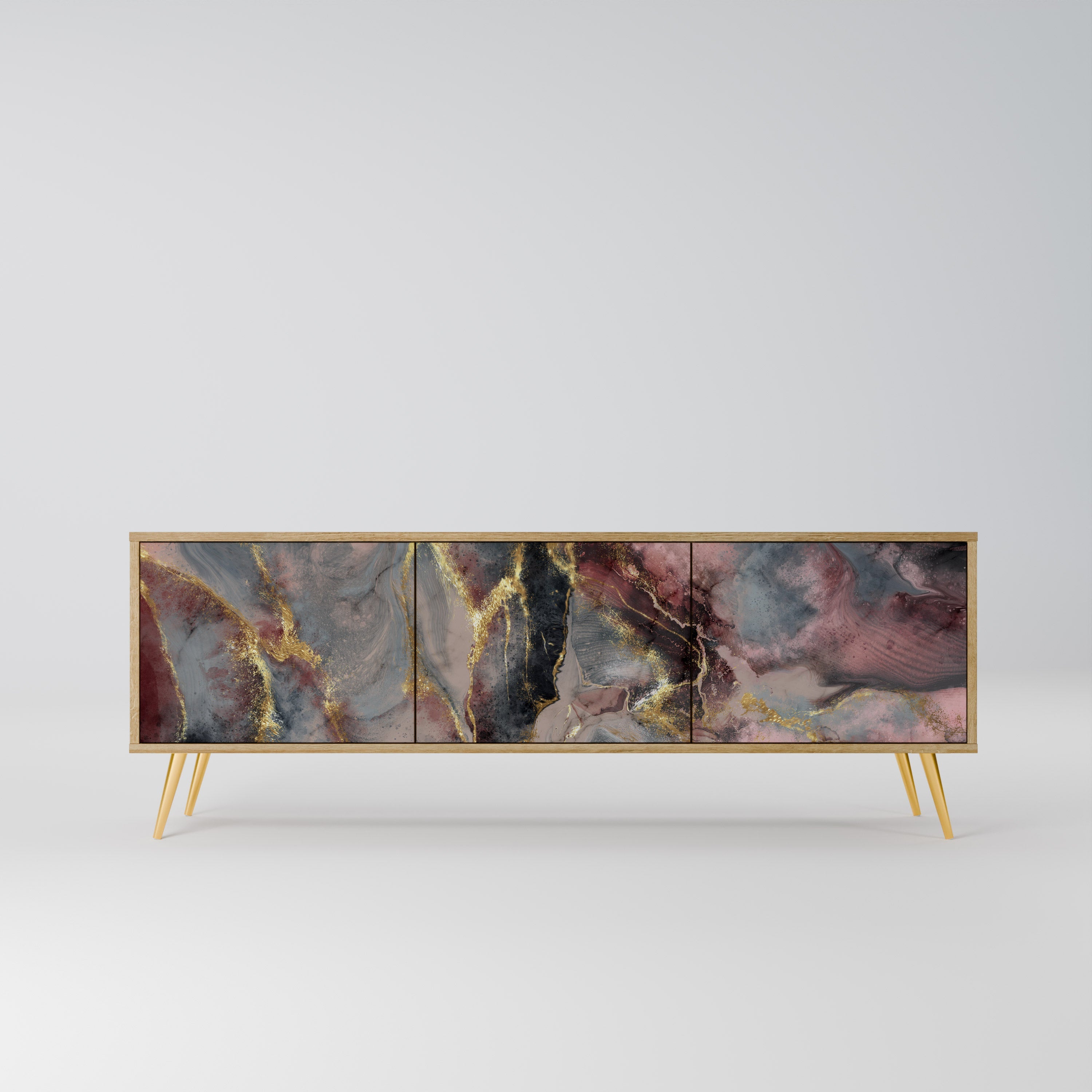 GOLDEN TIDES 3-Door TV Stand in Oak Effect