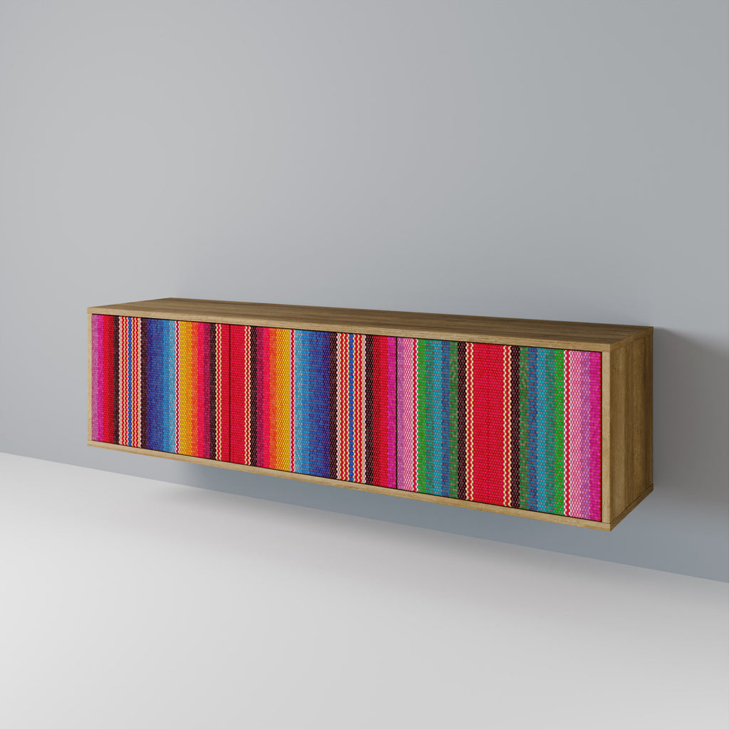 ETHNIC MEXICAN Móvel de TV com 3 Portas em Efeito Carvalho