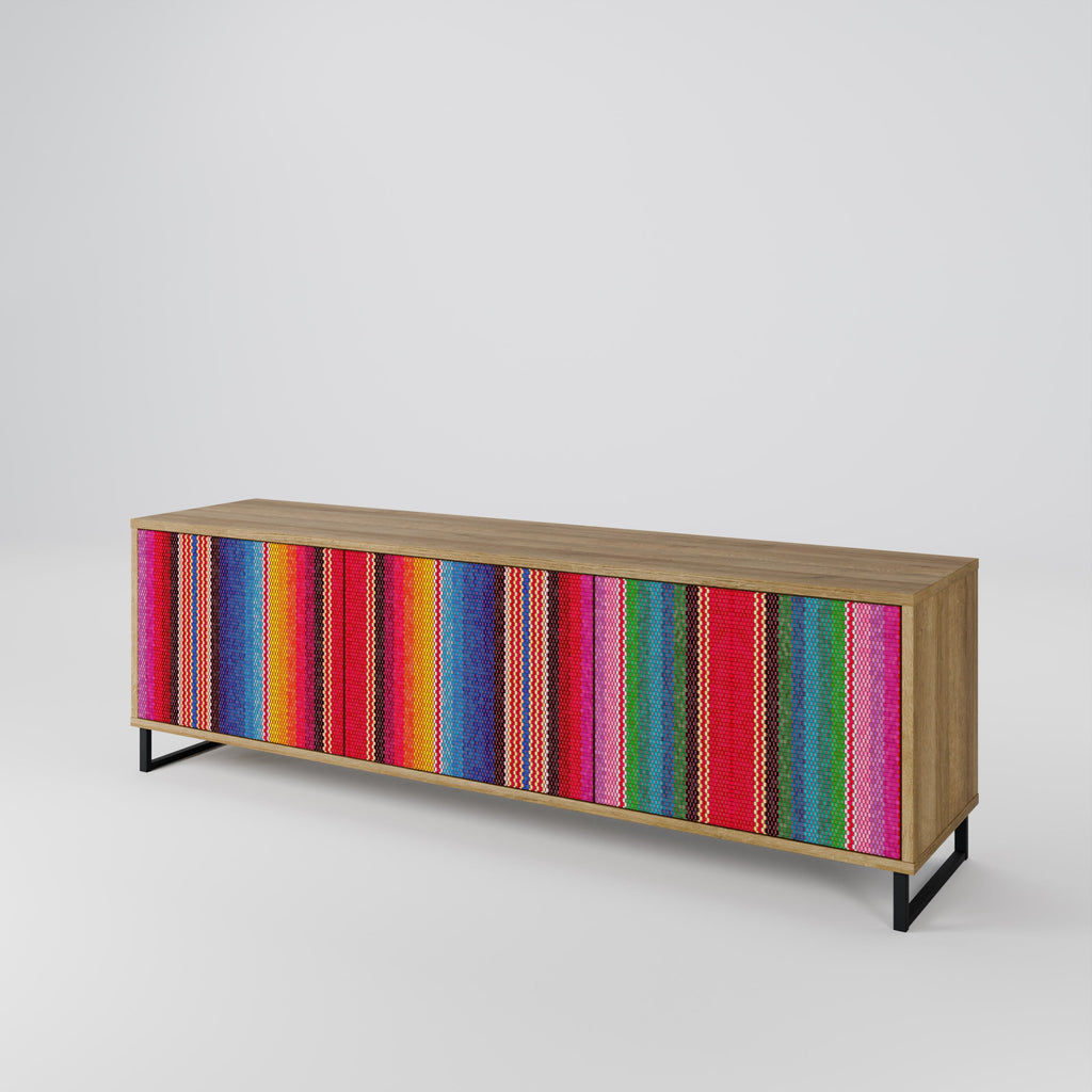 ETHNIC MEXICAN Móvel de TV com 3 Portas em Efeito Carvalho