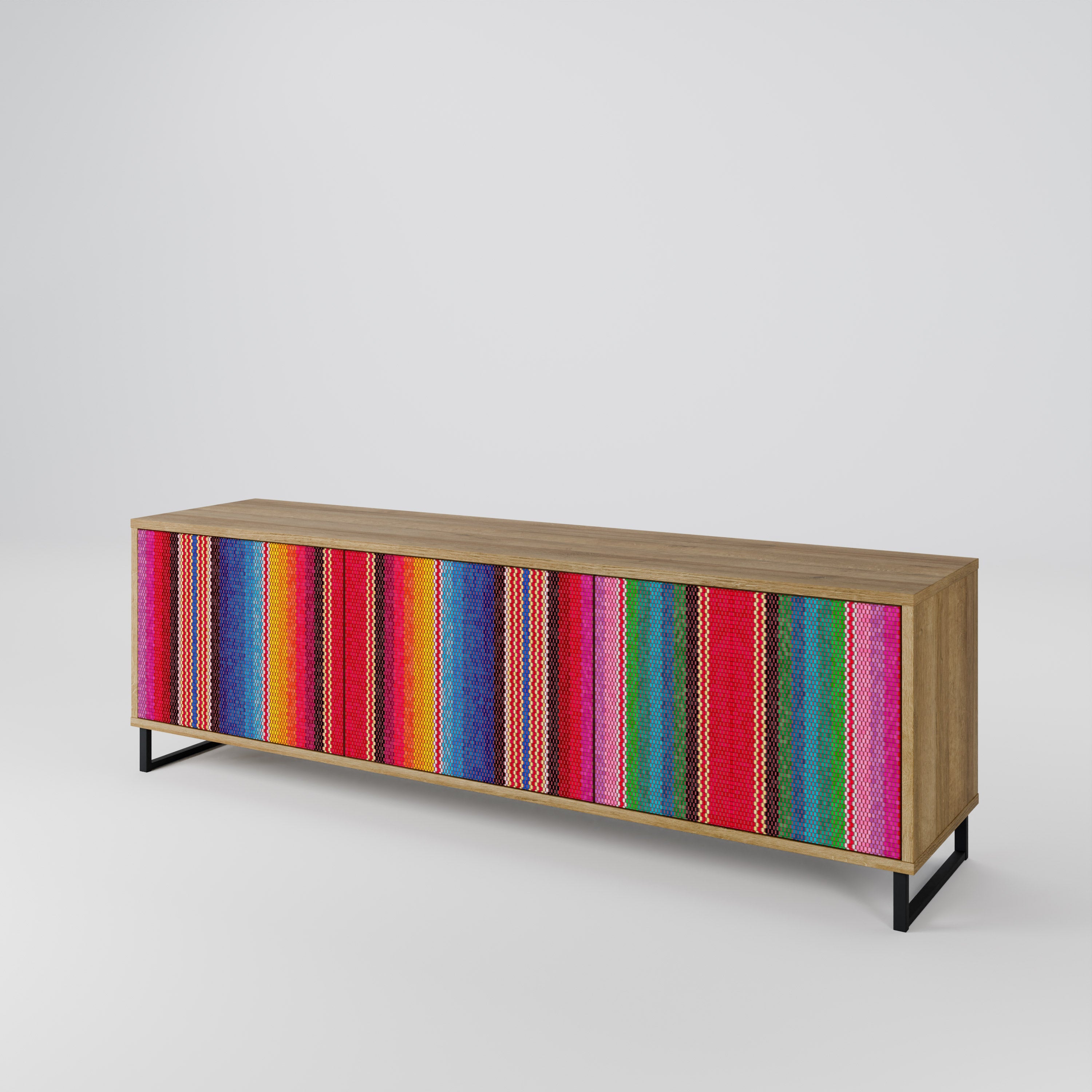 ETHNIC MEXICAN Móvel de TV com 3 Portas em Efeito Carvalho