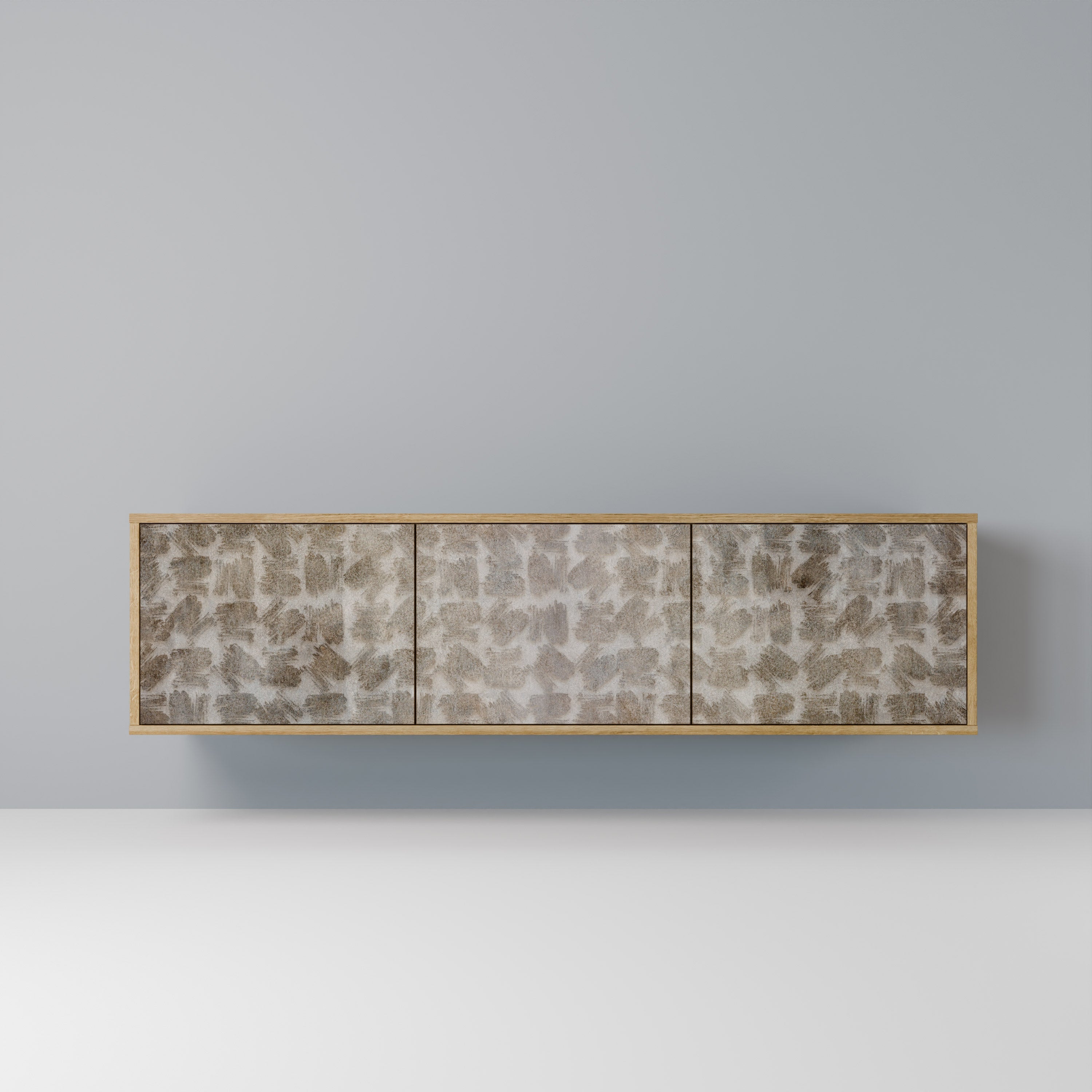 SLIGHTLY BLURRED 3-Door TV Stand in Oak Effect