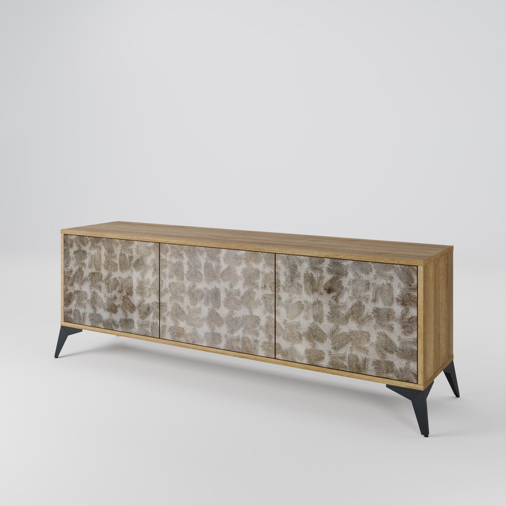 SLIGHTLY BLURRED 3-Door TV Stand in Oak Effect