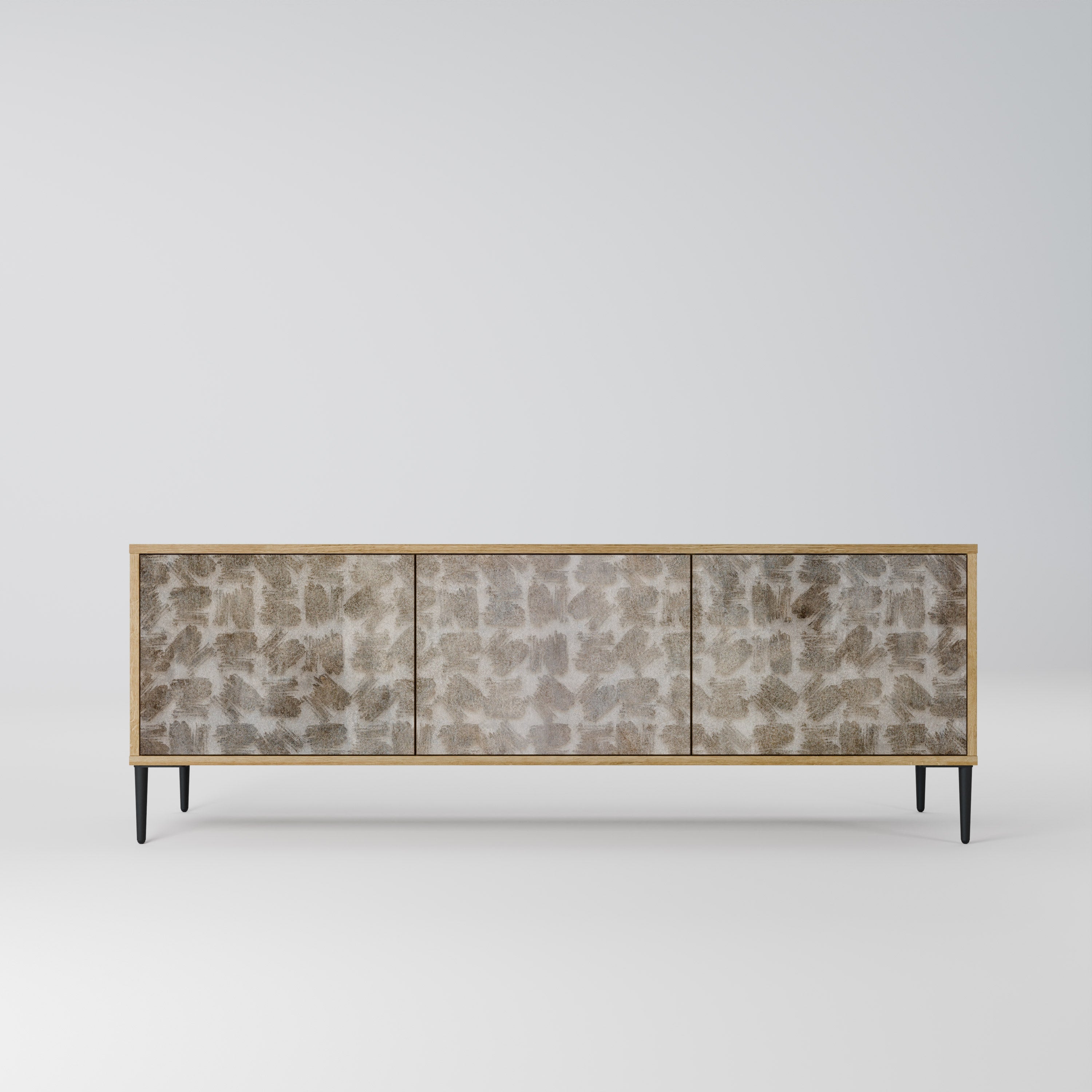 SLIGHTLY BLURRED 3-Door TV Stand in Oak Effect